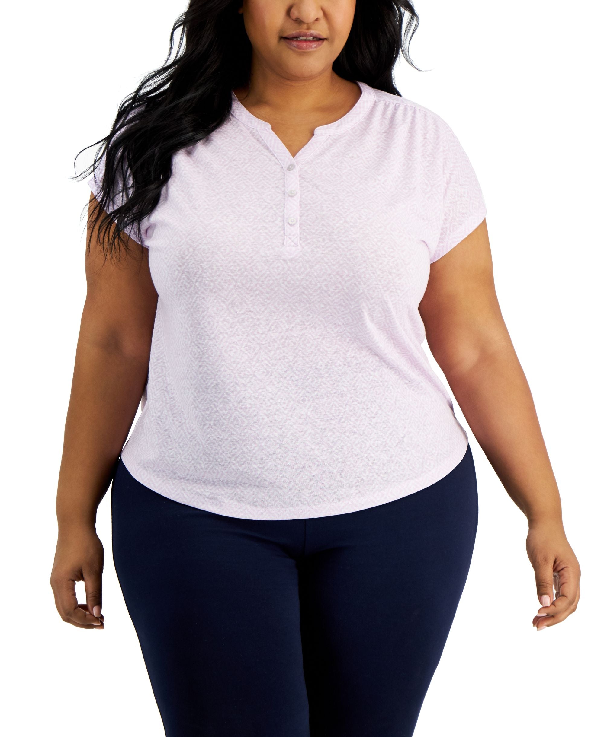 Style & Co Plus Size Split Neck Premium Top