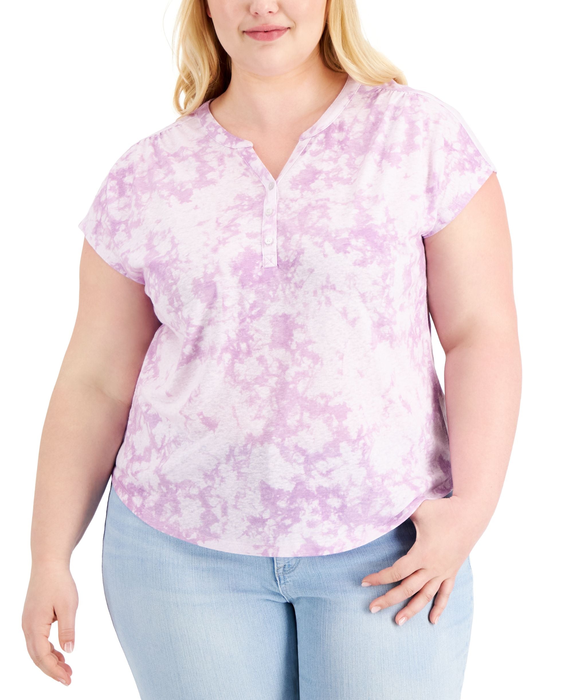 Style & Co Plus Size Split Neck Premium Top