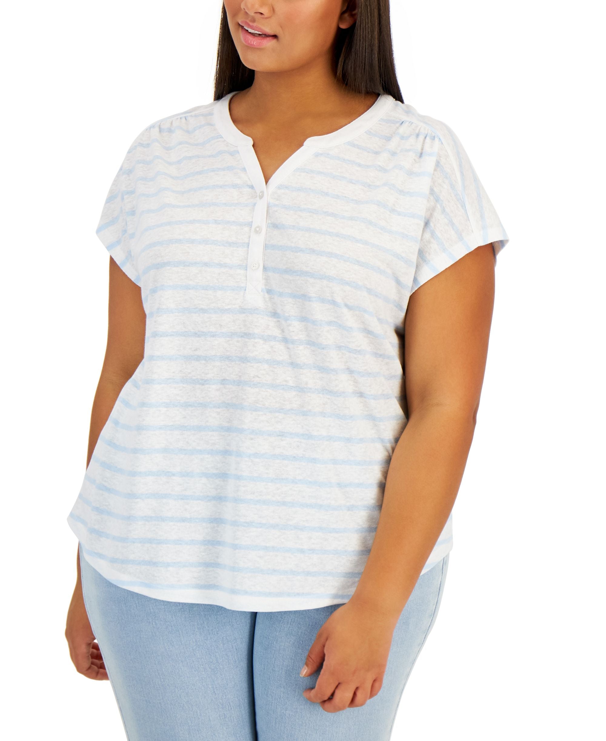 Style & Co Plus Size Split Neck Premium Top