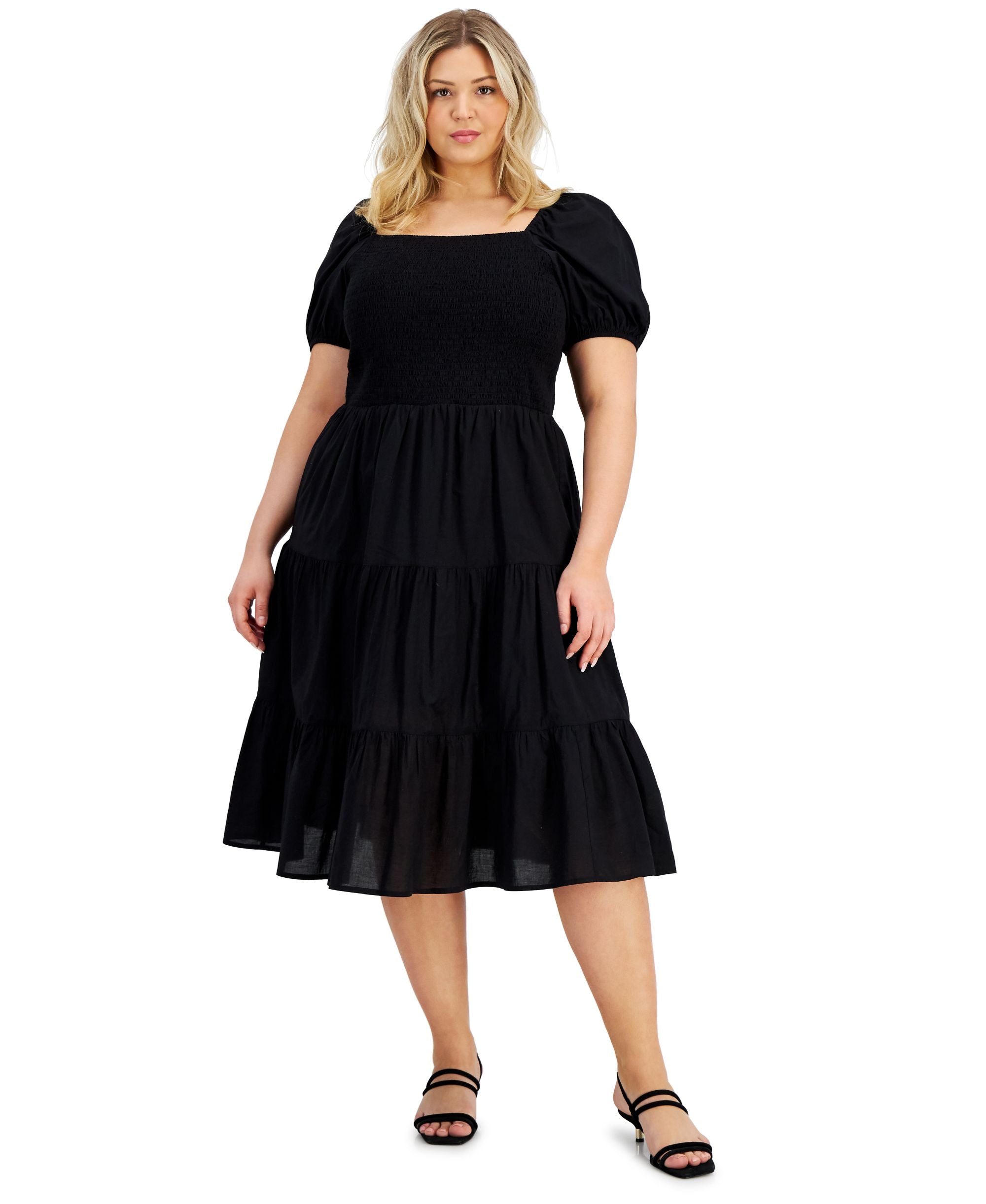 Now This Modern Plus Size Cotton Tiered Flounce Dress