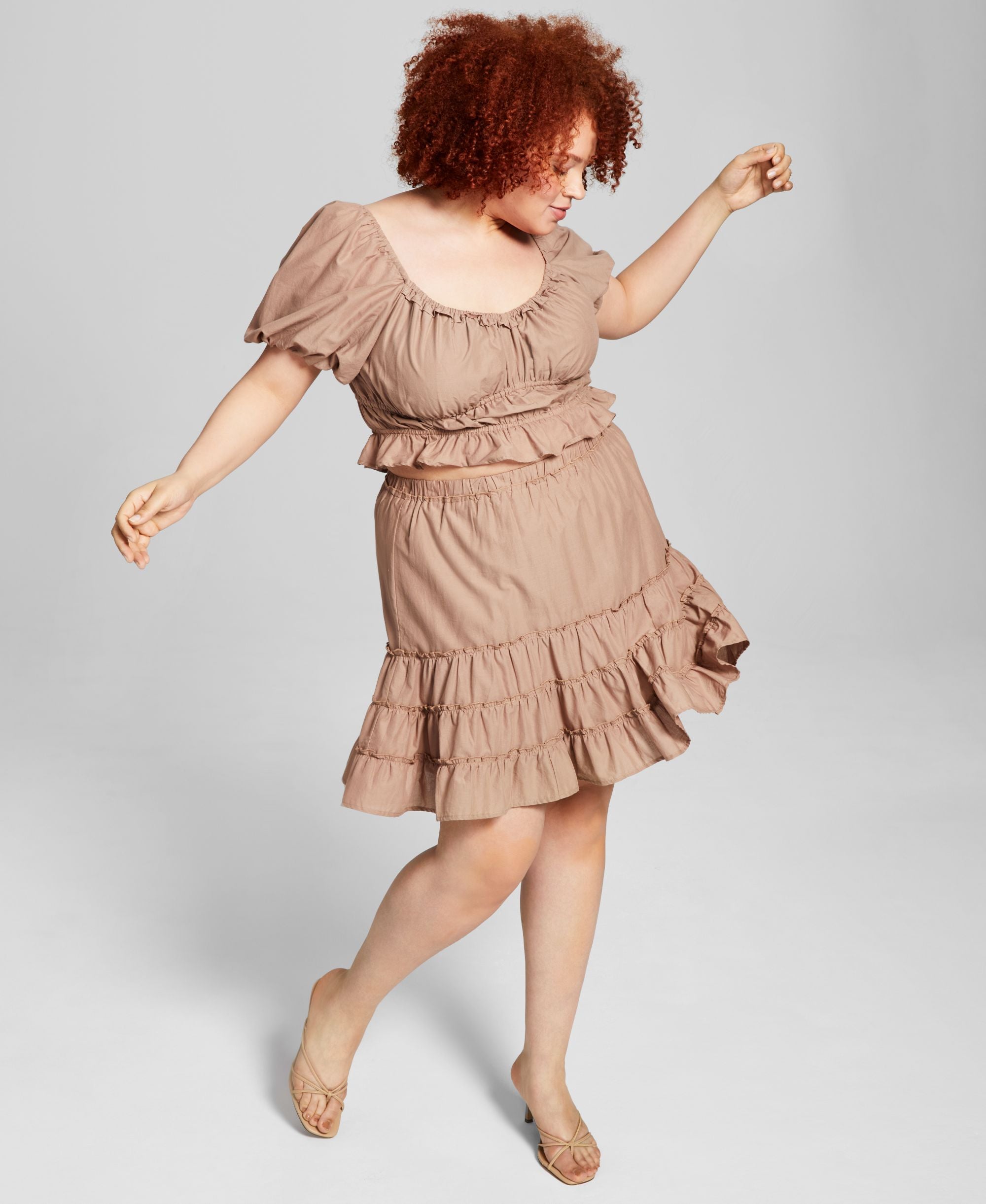Now This Modern Plus Size Cotton Tiered Flounce Modern Skirt
