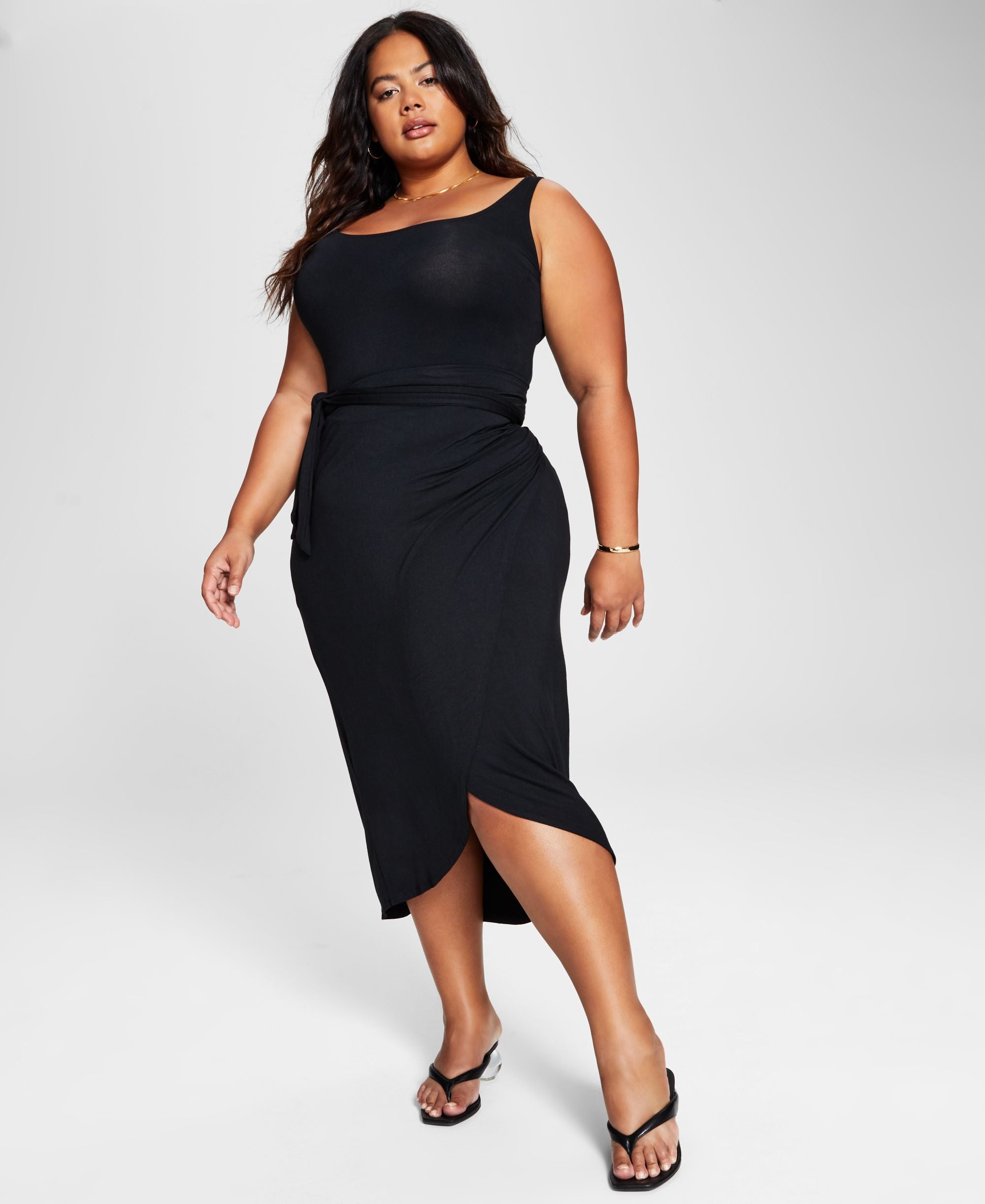 Now This Modern Plus Size Side Tie Midi Dress