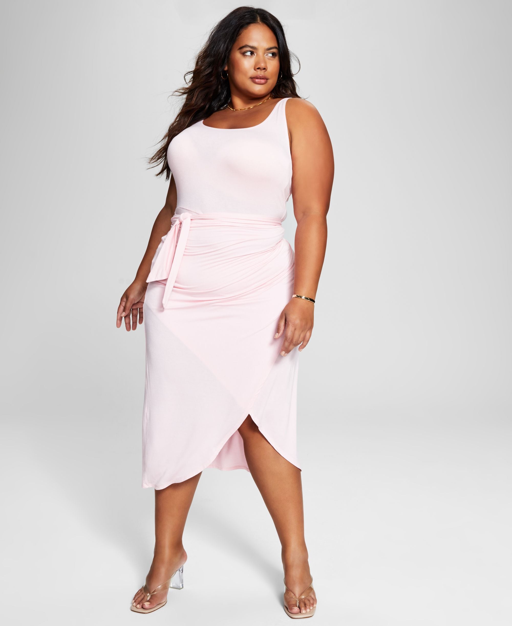 Now This Modern Plus Size Side Tie Midi Dress