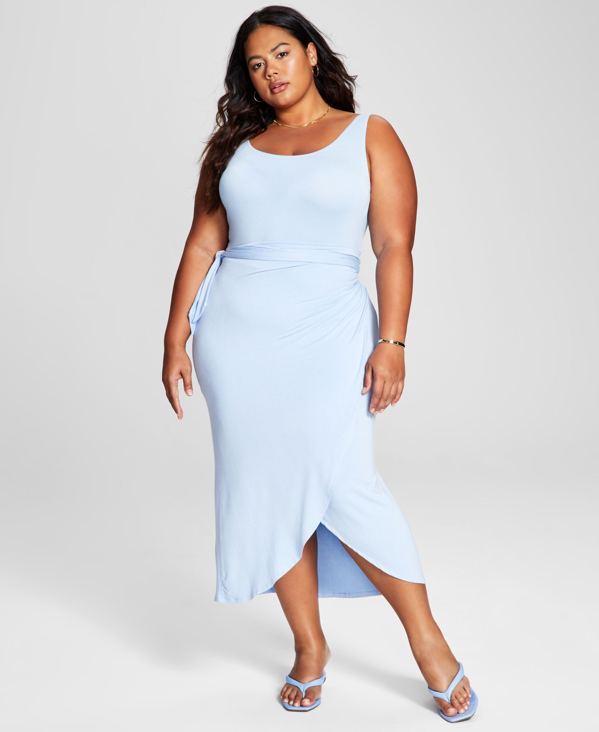 Now This Modern Plus Size Side Tie Midi Dress