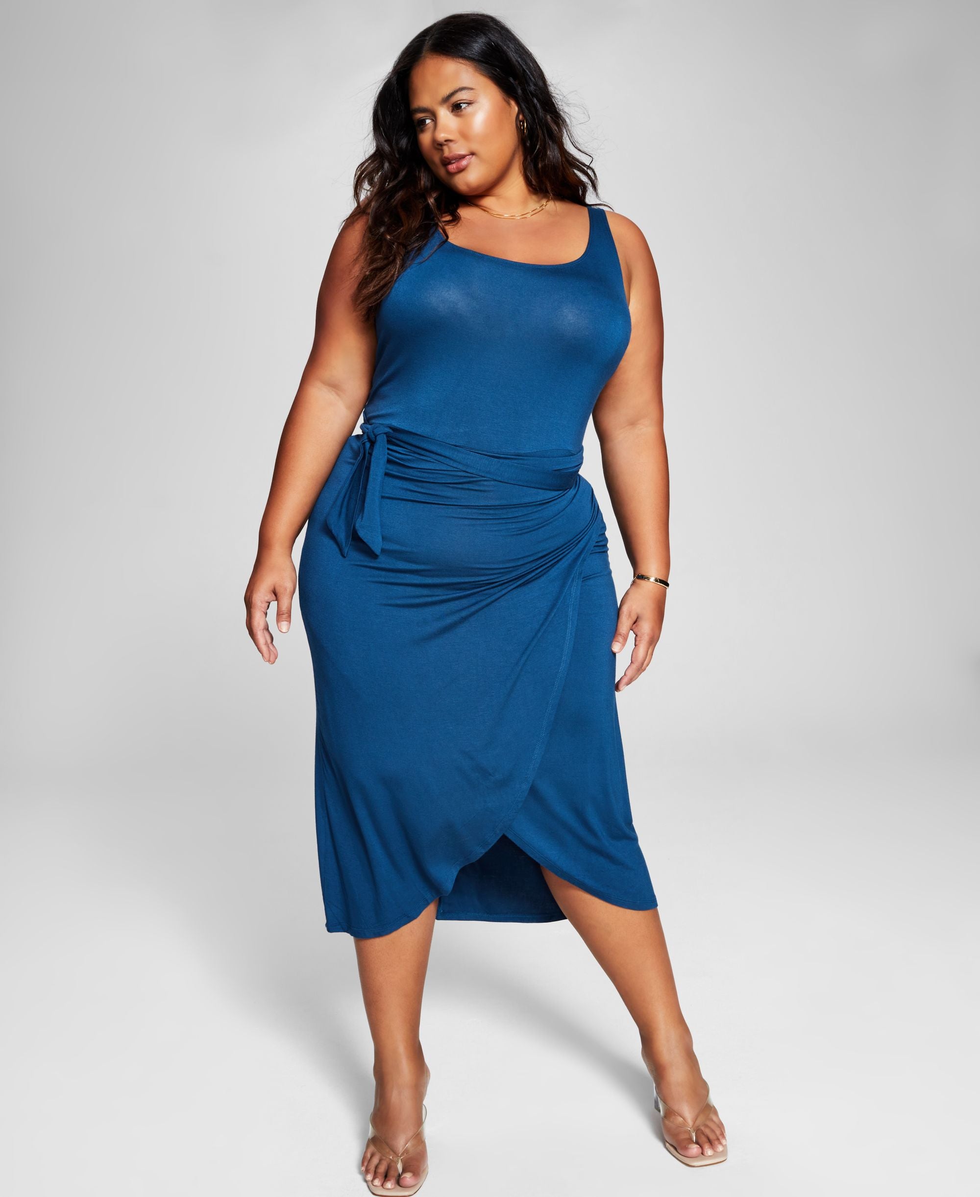 Now This Modern Plus Size Side Tie Midi Dress