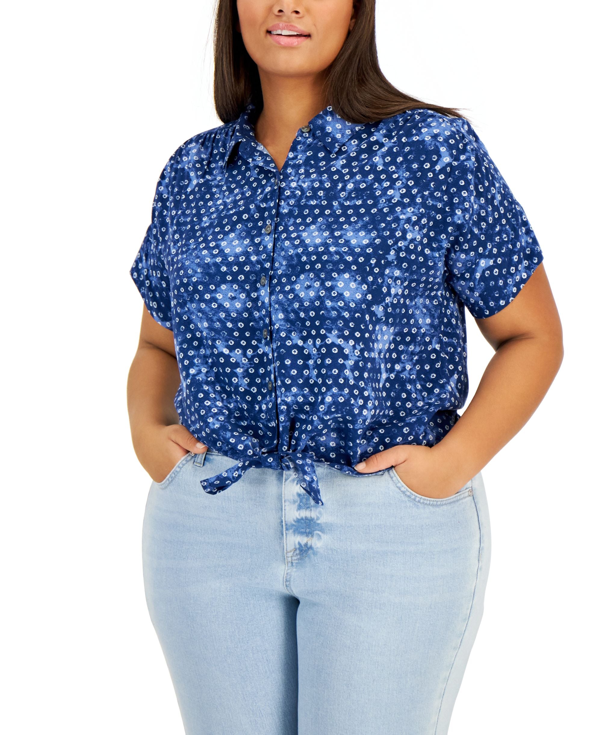 Style & Co Plus Size Printed Signature Blouse
