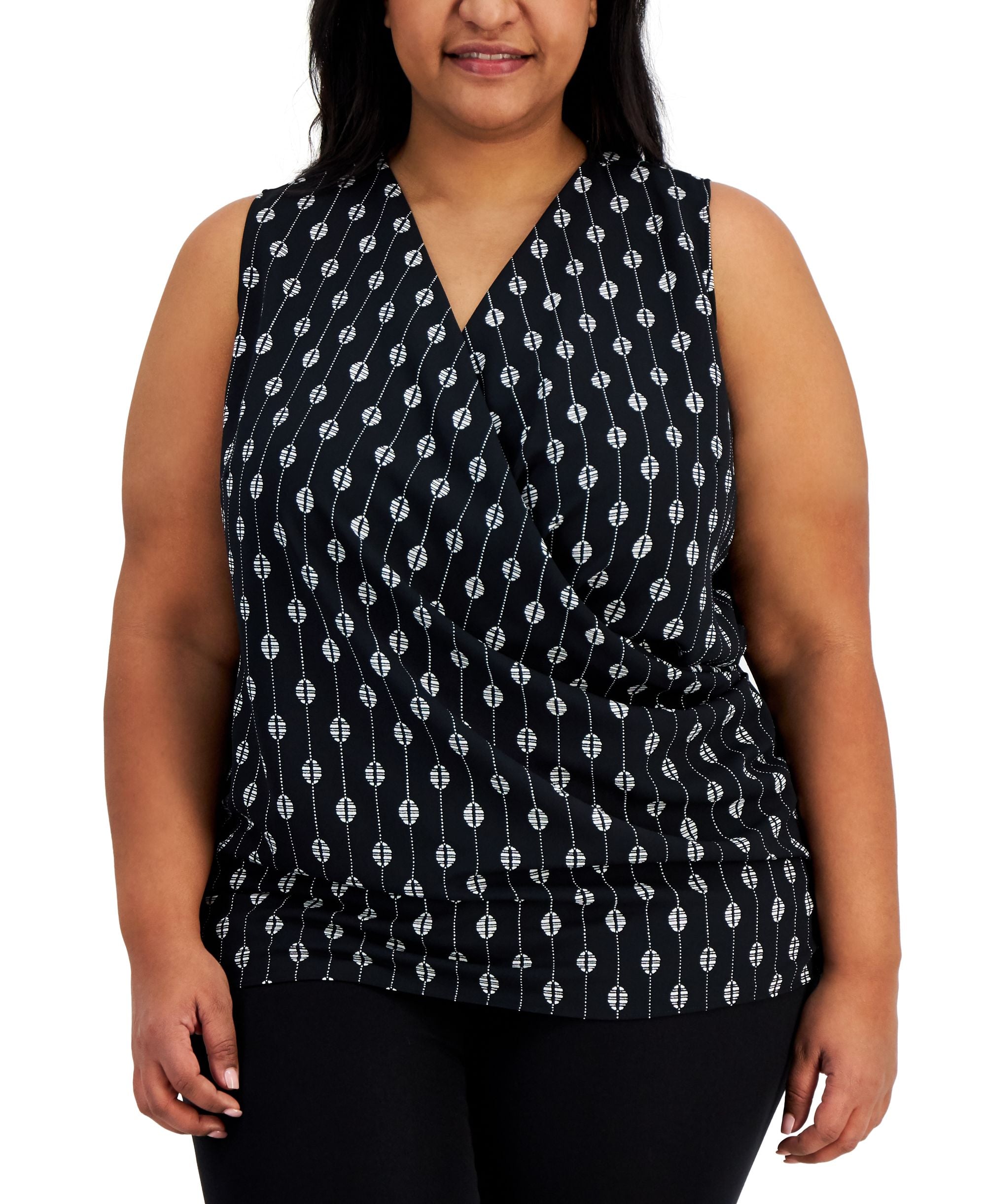 Alfani Plus Size Faux Surplice Top