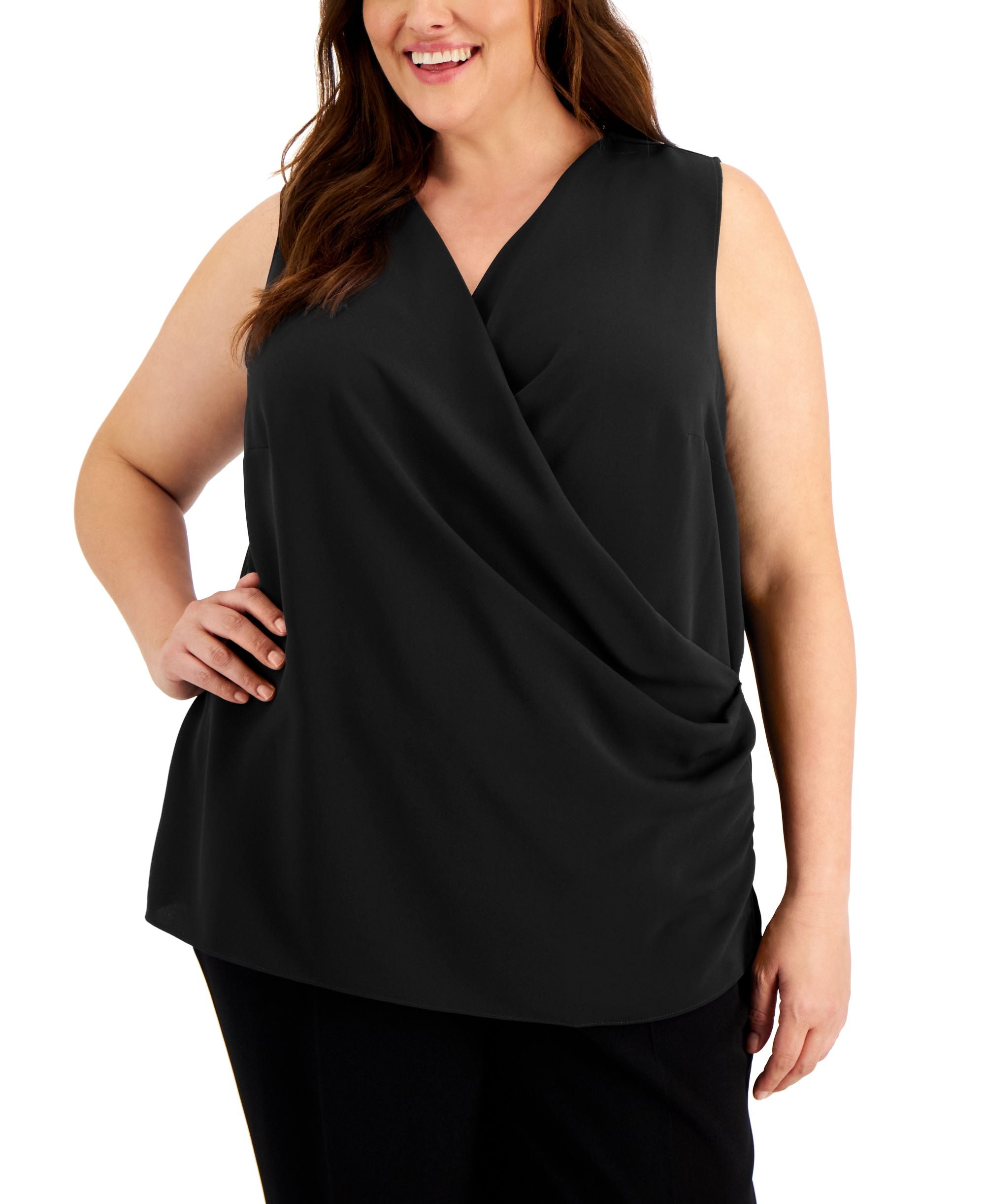 Alfani Plus Size Cross Front Premium Top