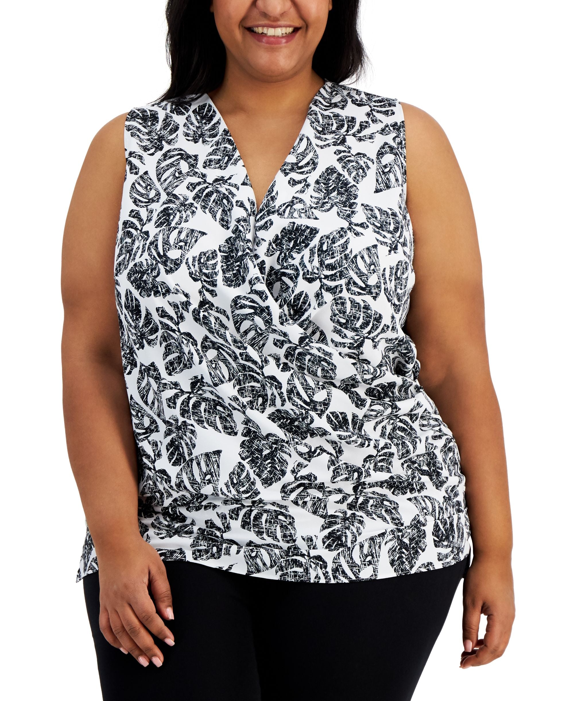 Alfani Plus Size Surplice Neck Premium Top