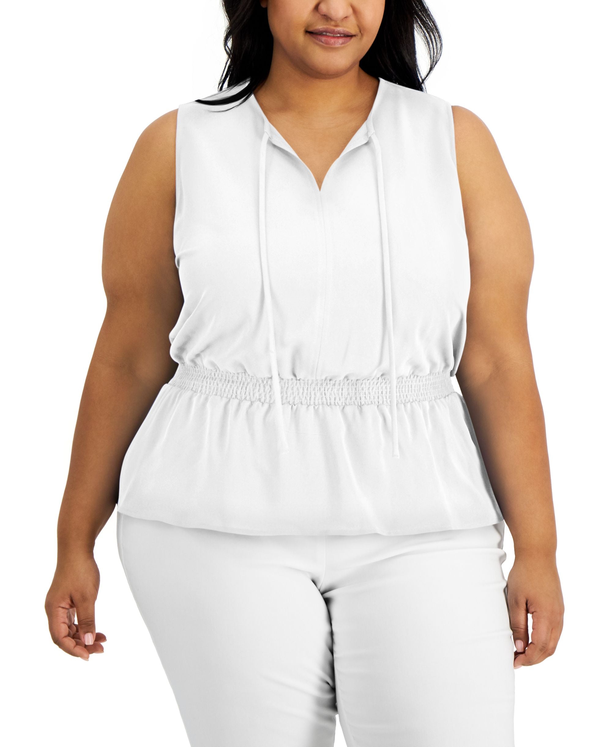 Alfani Plus Size Smocked Waist Premium Top