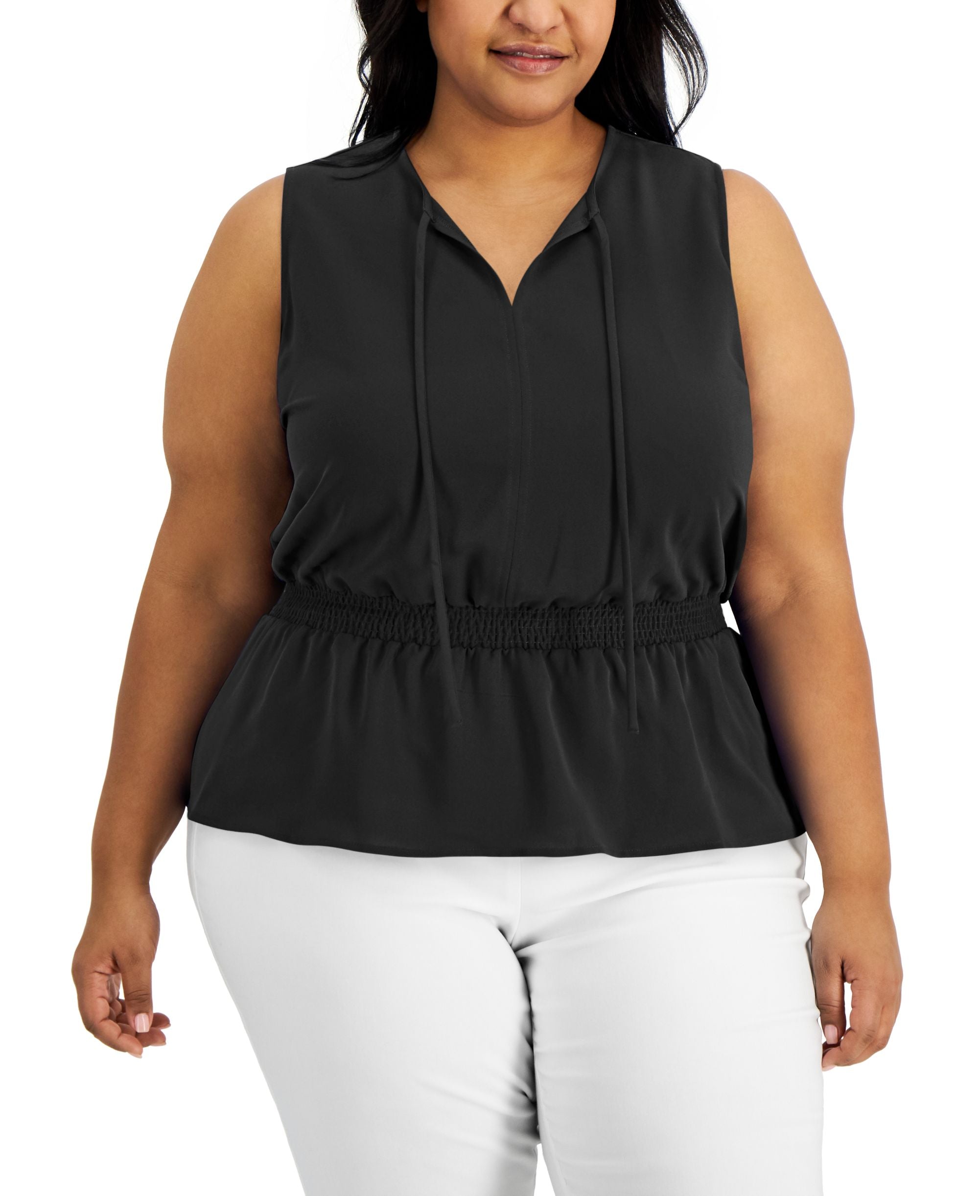 Alfani Plus Size Smocked Waist Premium Top