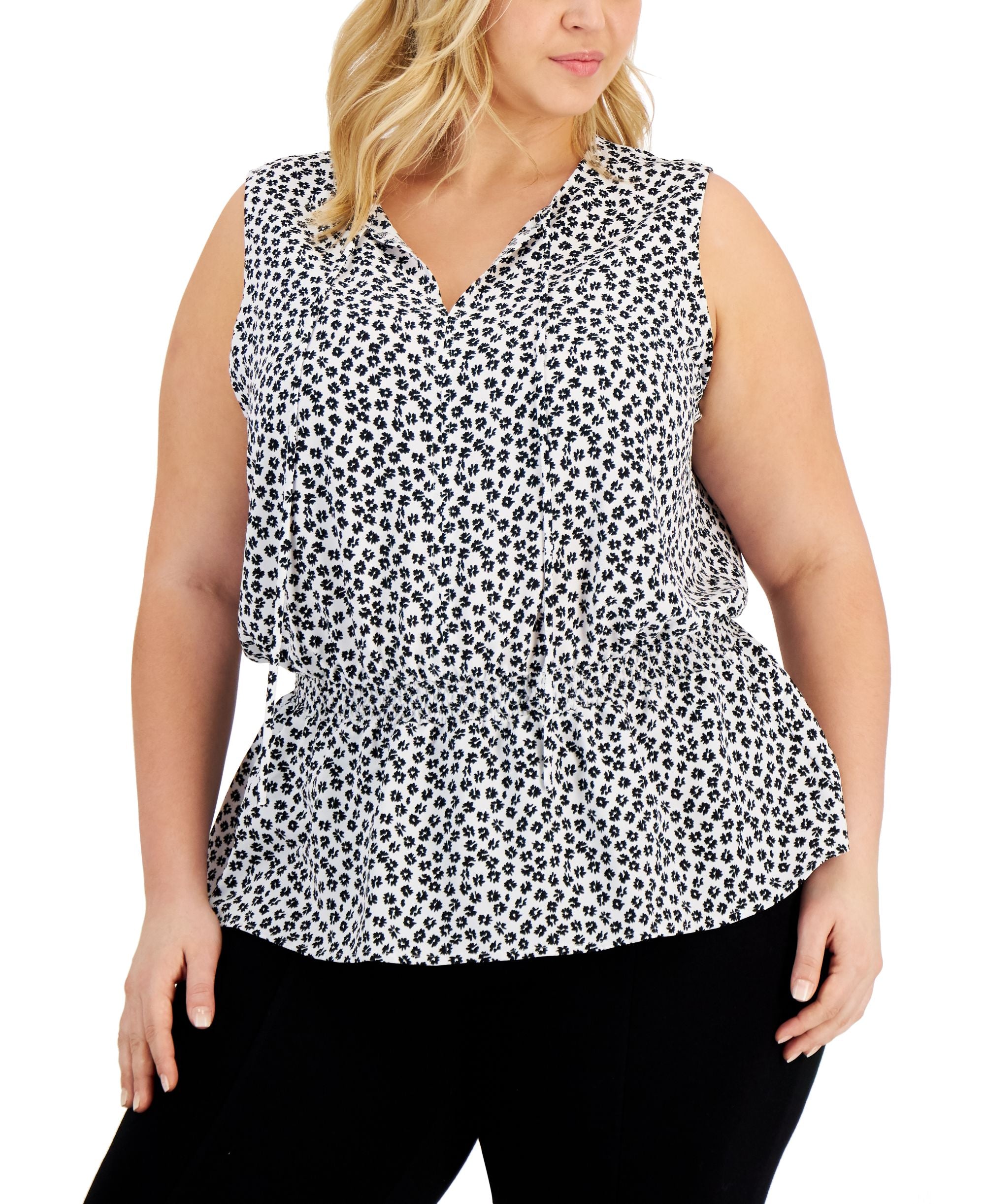 Alfani Plus Size Smocked Waist Peplum Premium Top