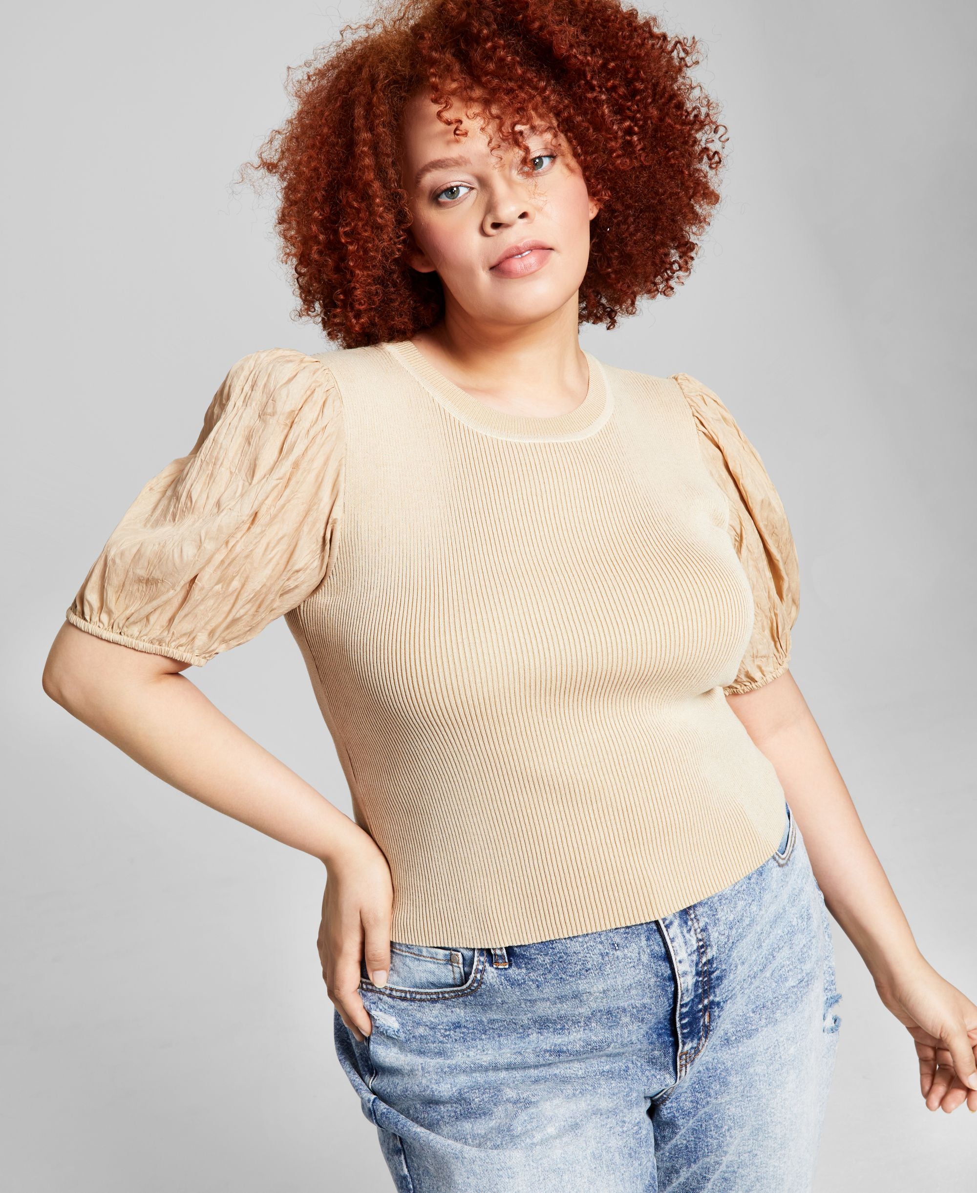 And Now This Modern Plus Size Puff-Sleeve Premium Top