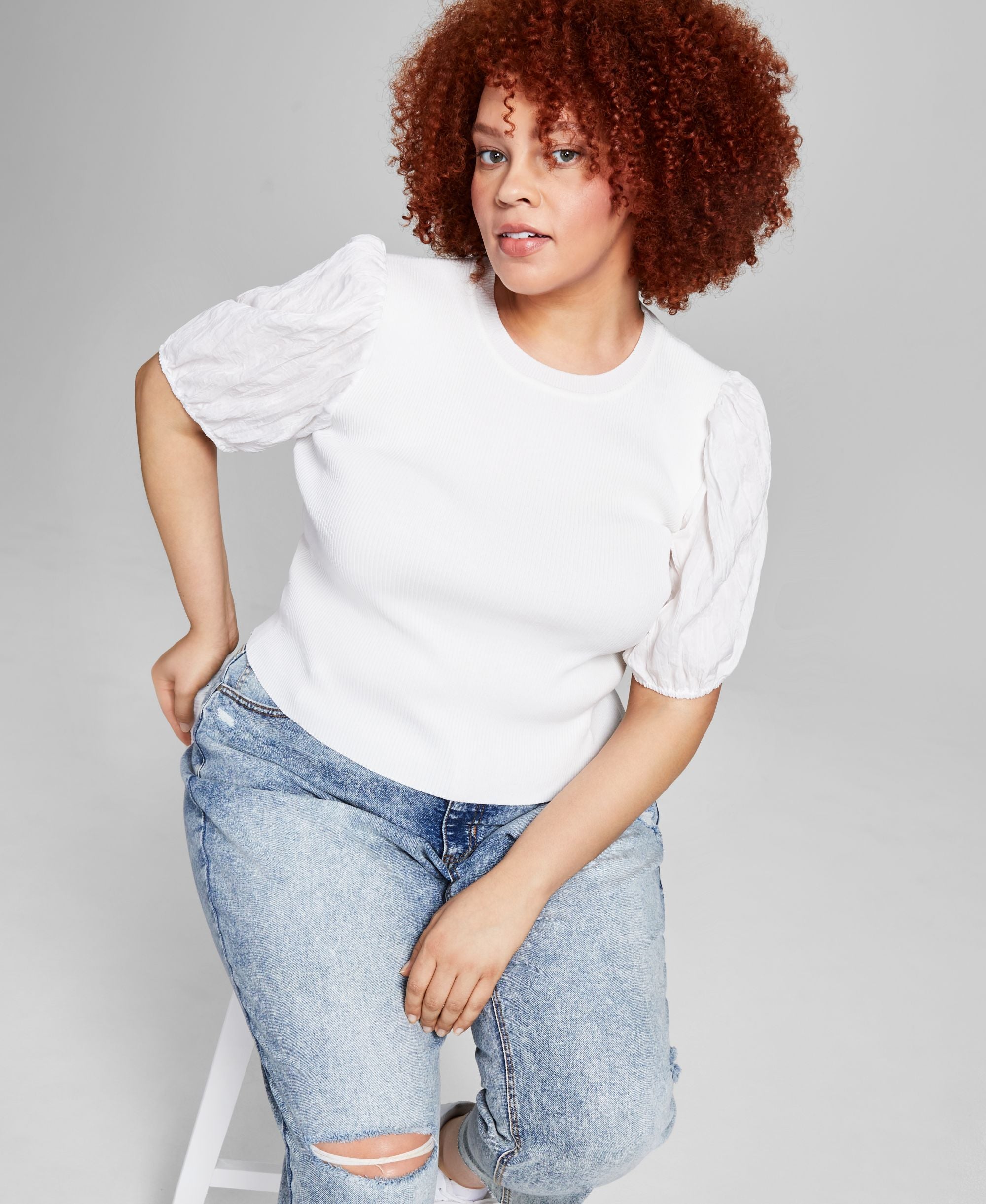 And Now This Modern Plus Size Puff-Sleeve Premium Top