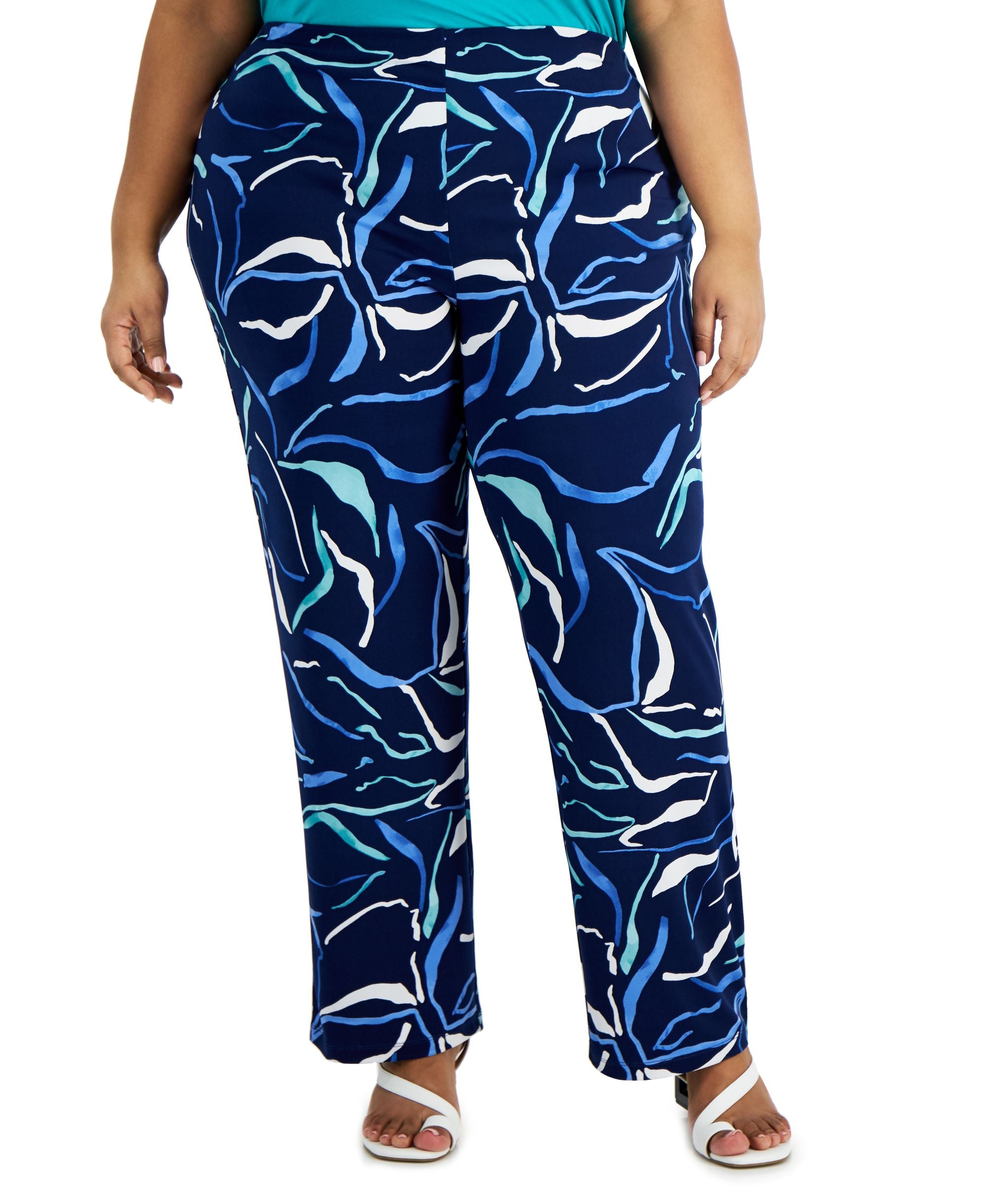 Alfani Plus Printed Straight-Cut Signature Pants