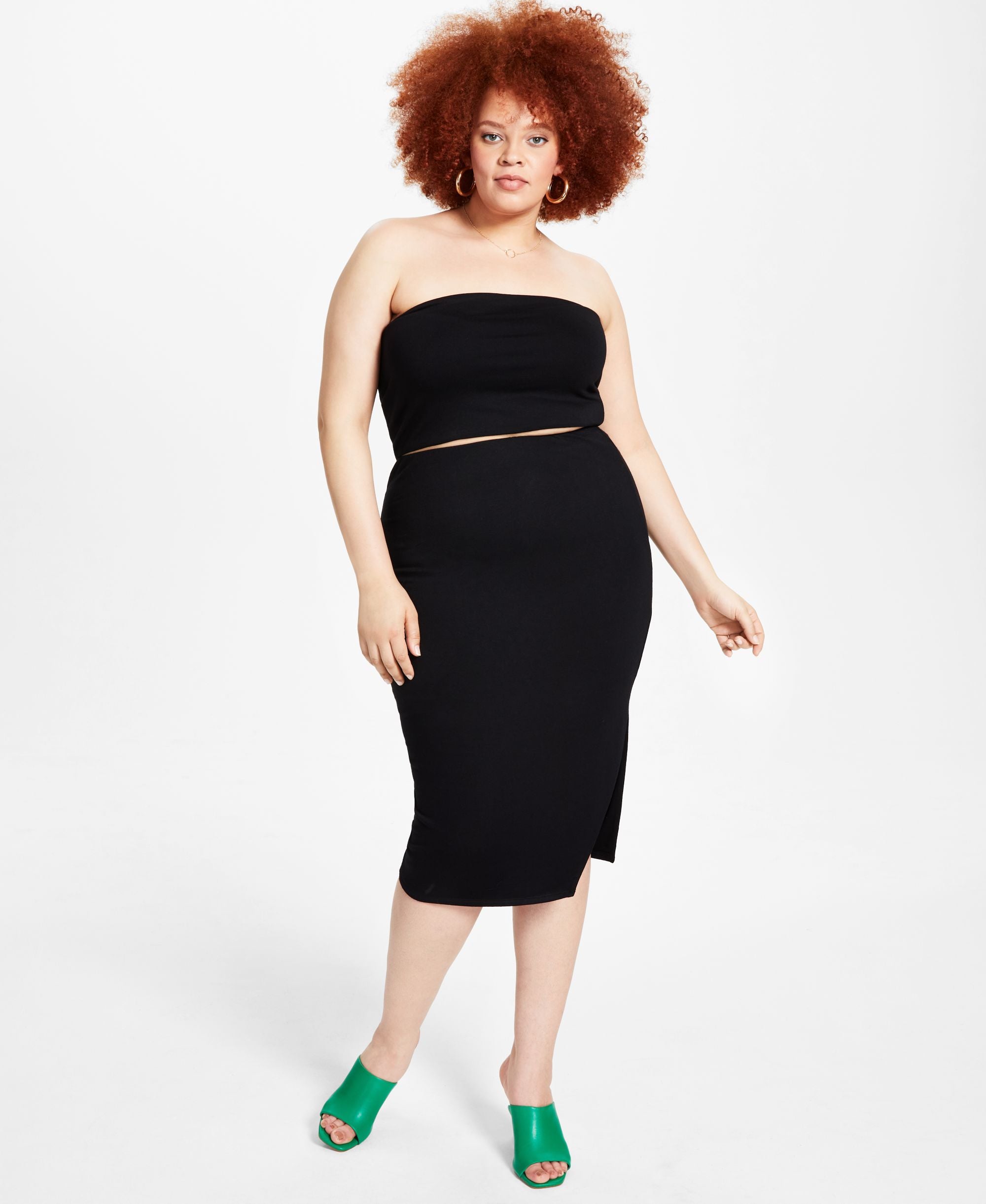 Bar III Plus Size Midi Modern Skirt
