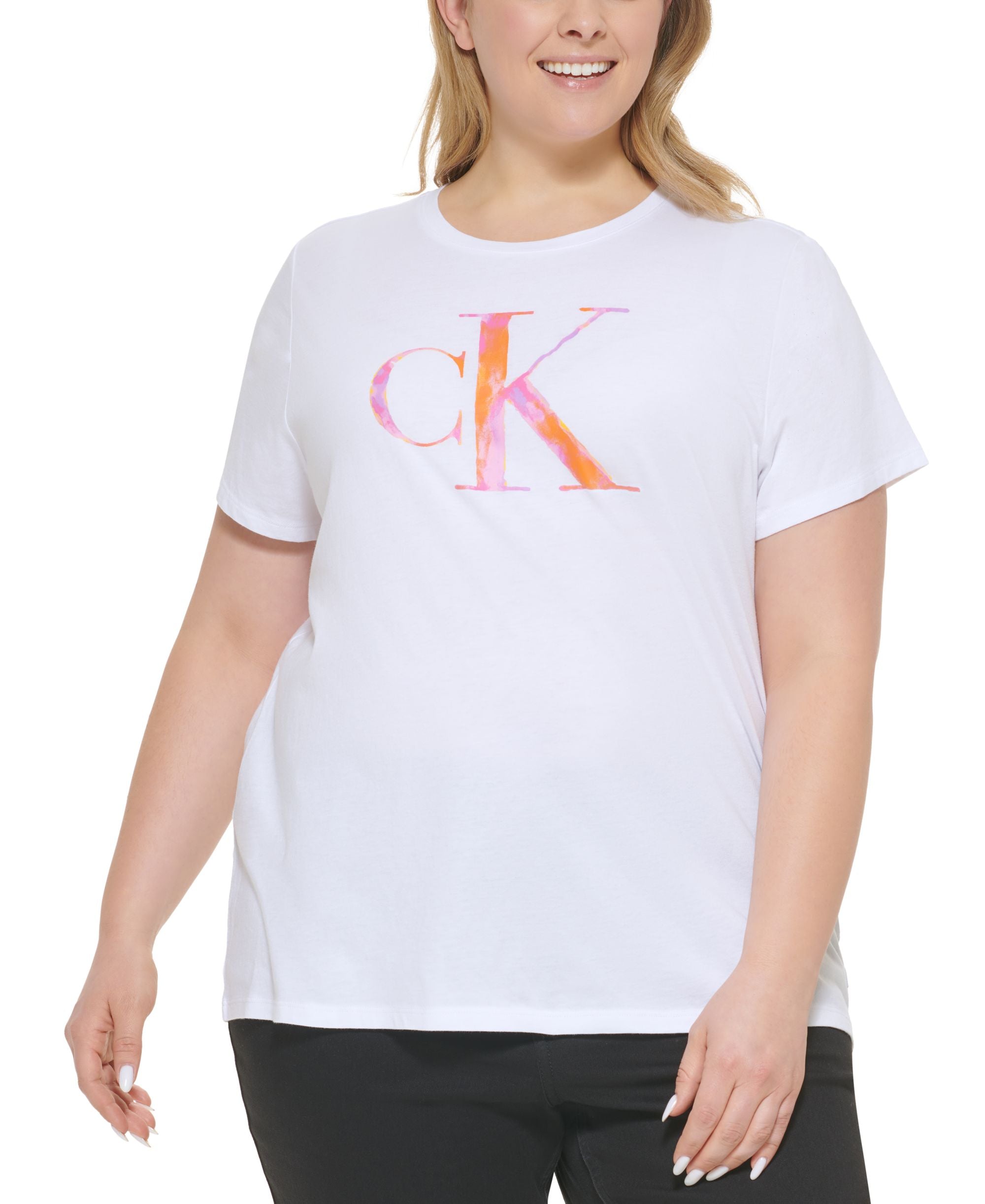 Calvin Klein Premium Jeans Modern Plus Size Watercolor Ck Logo signature T-Modern Shirt