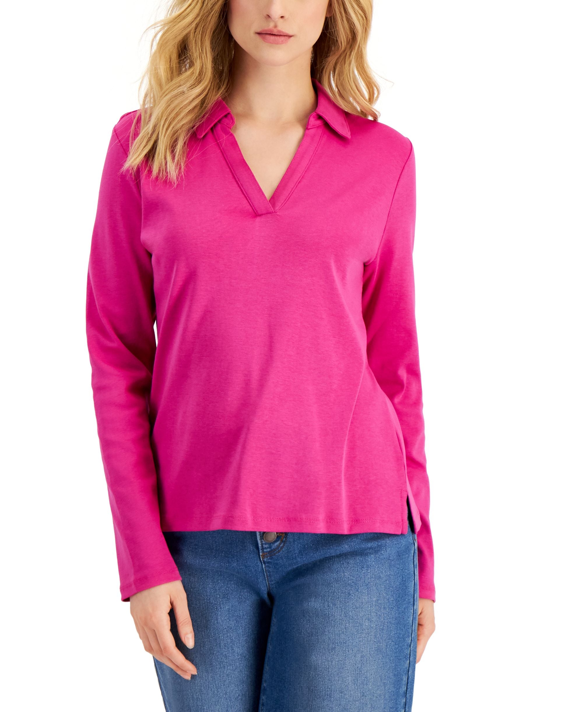 Charter Club Petite Johnny Collar Premium Top