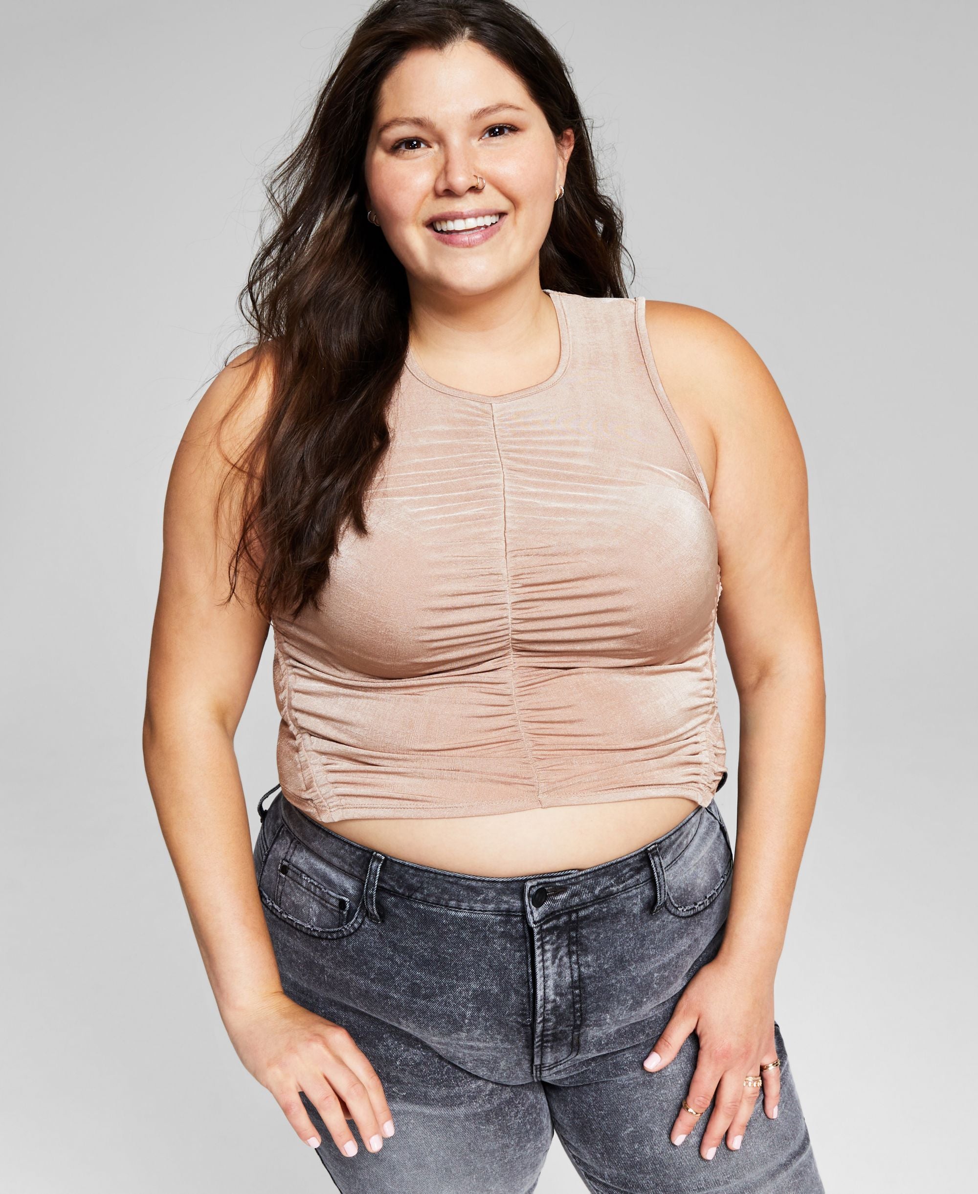 Now This Modern Plus Size Ruched Tank Premium Top