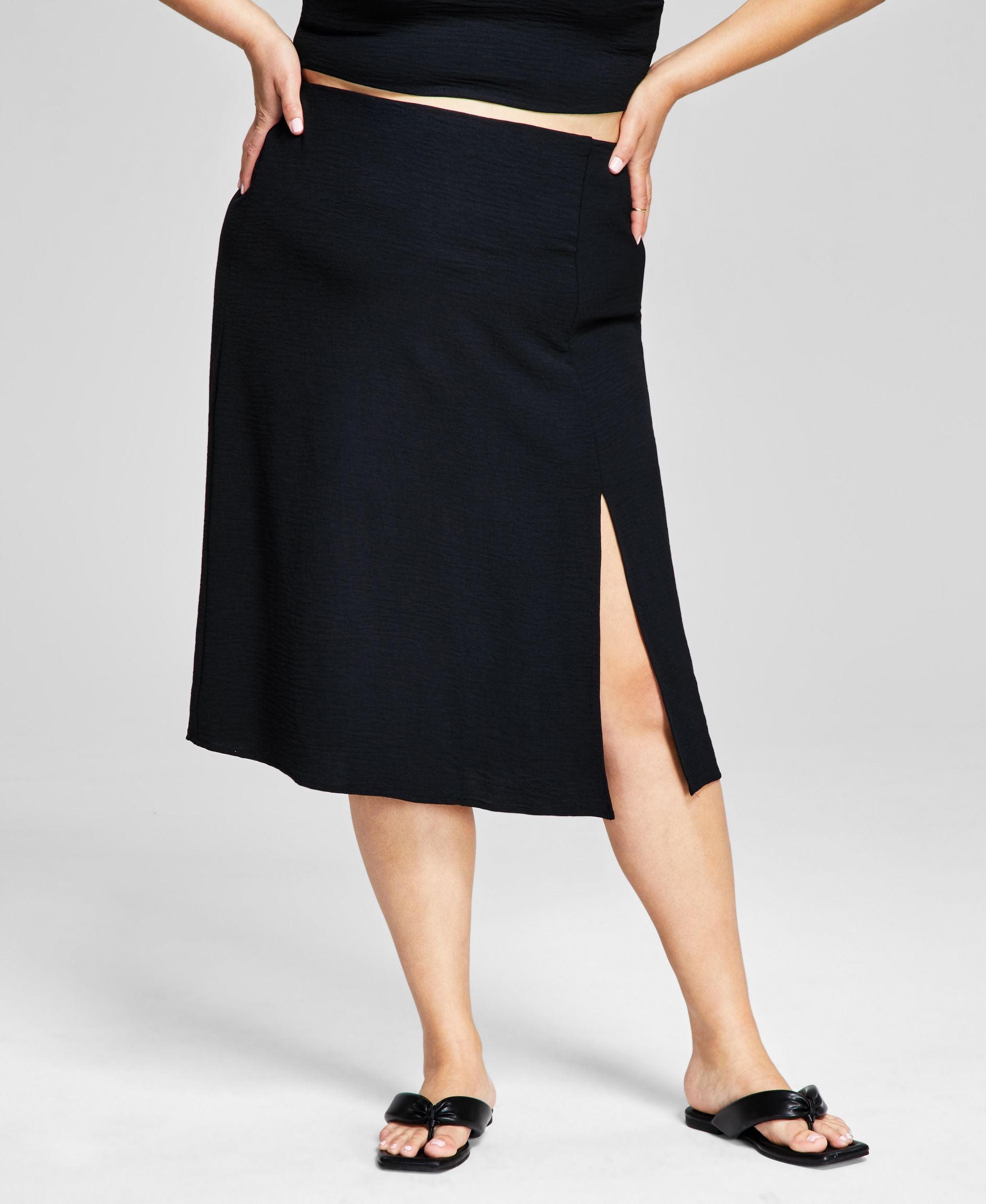 Now This Modern Plus Size Side Slit Midi Modern Skirt