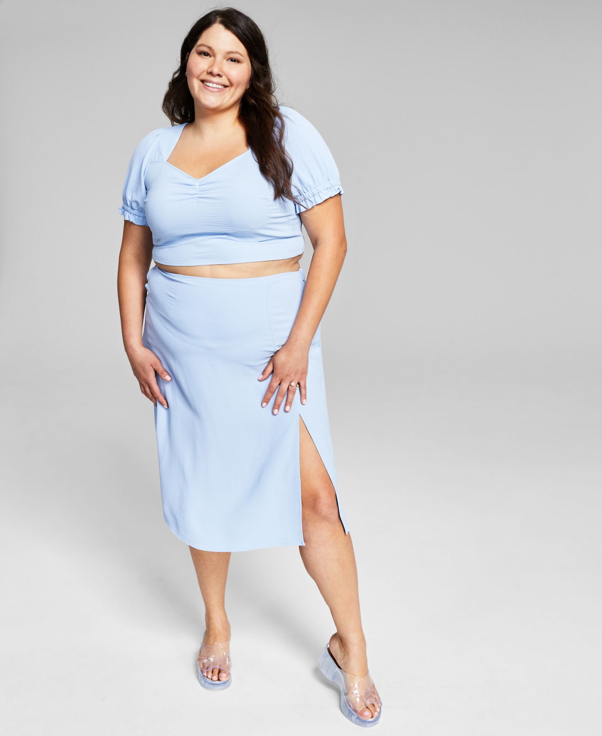 Now This Modern Plus Size Side Slit Midi Modern Skirt