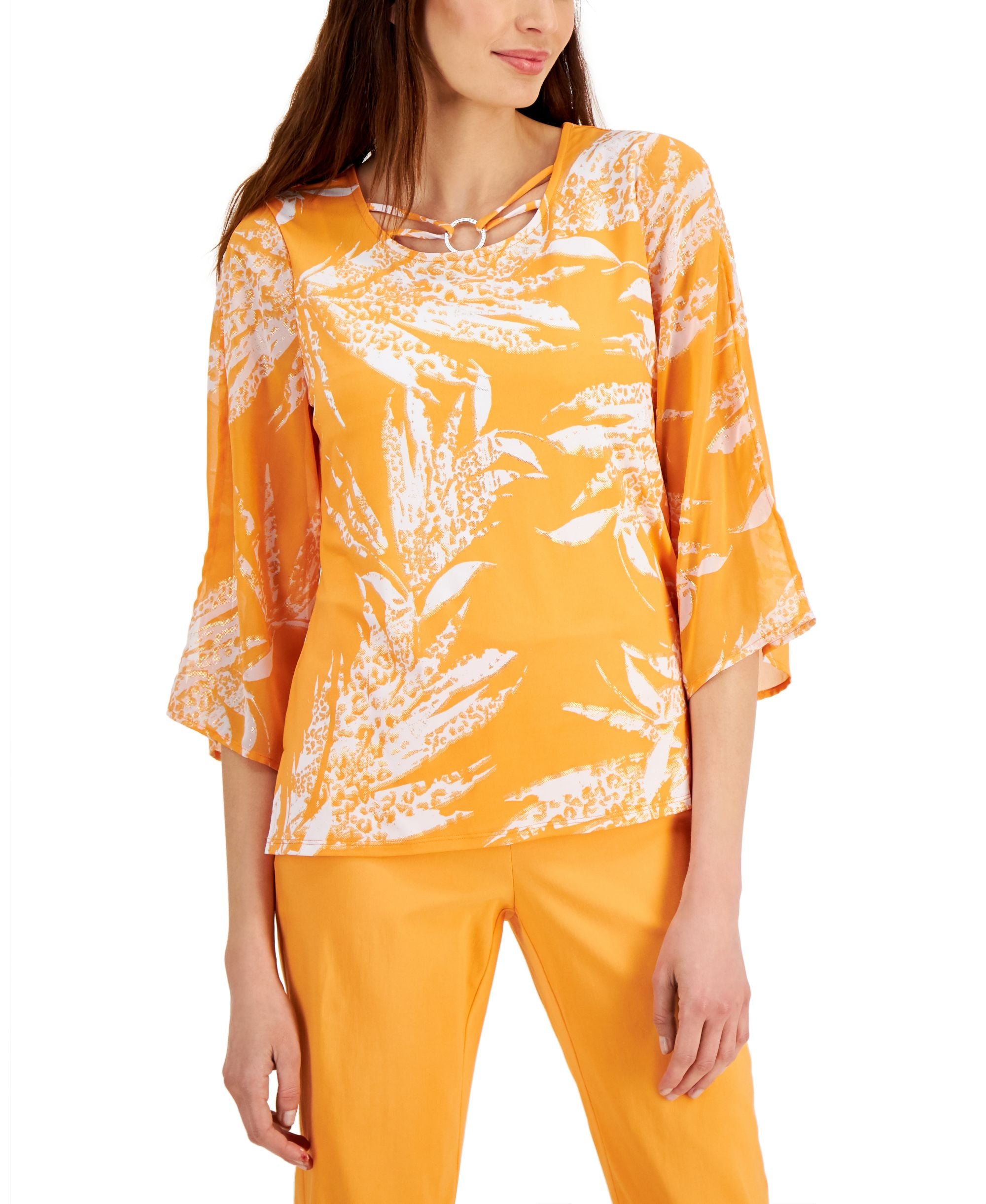 JM Collection Petite Printed O Ring Premium Top