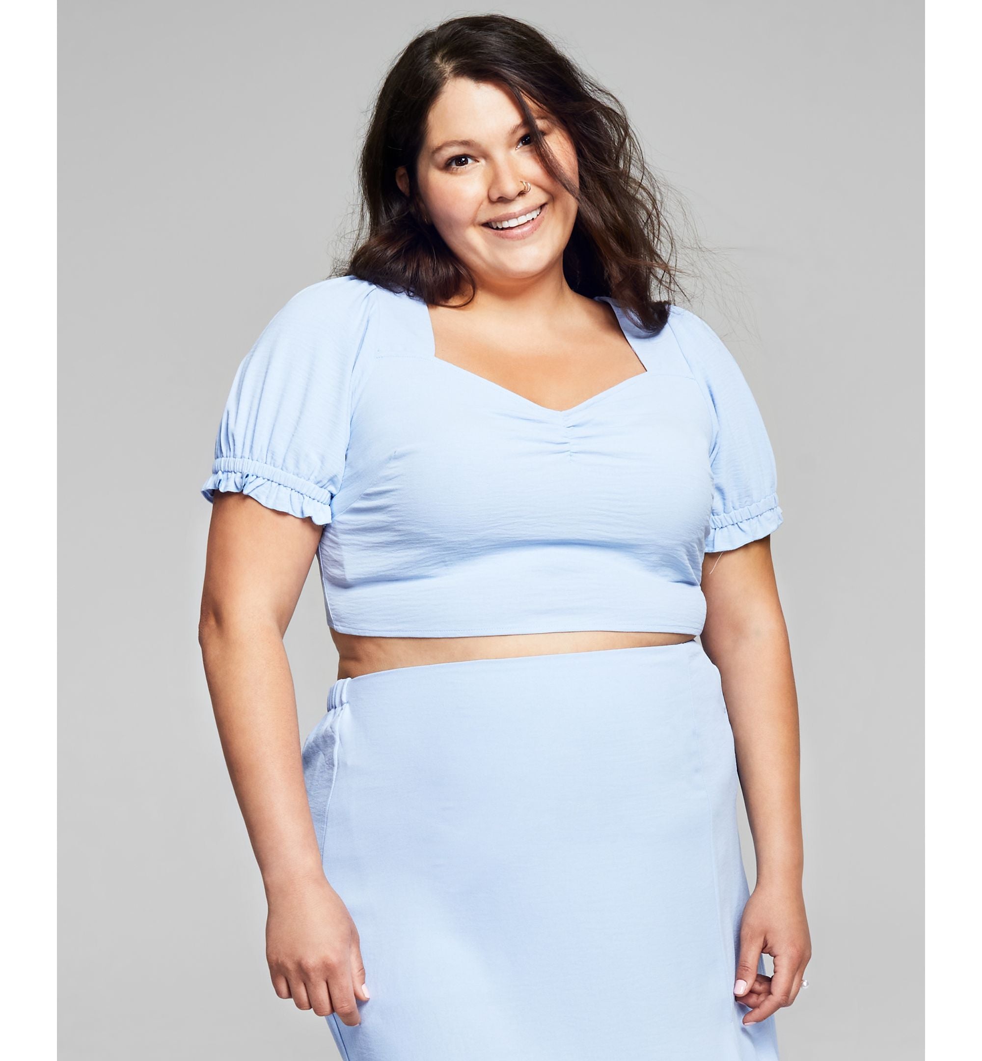 Now This Plus Size Tie Back Crop Premium Top