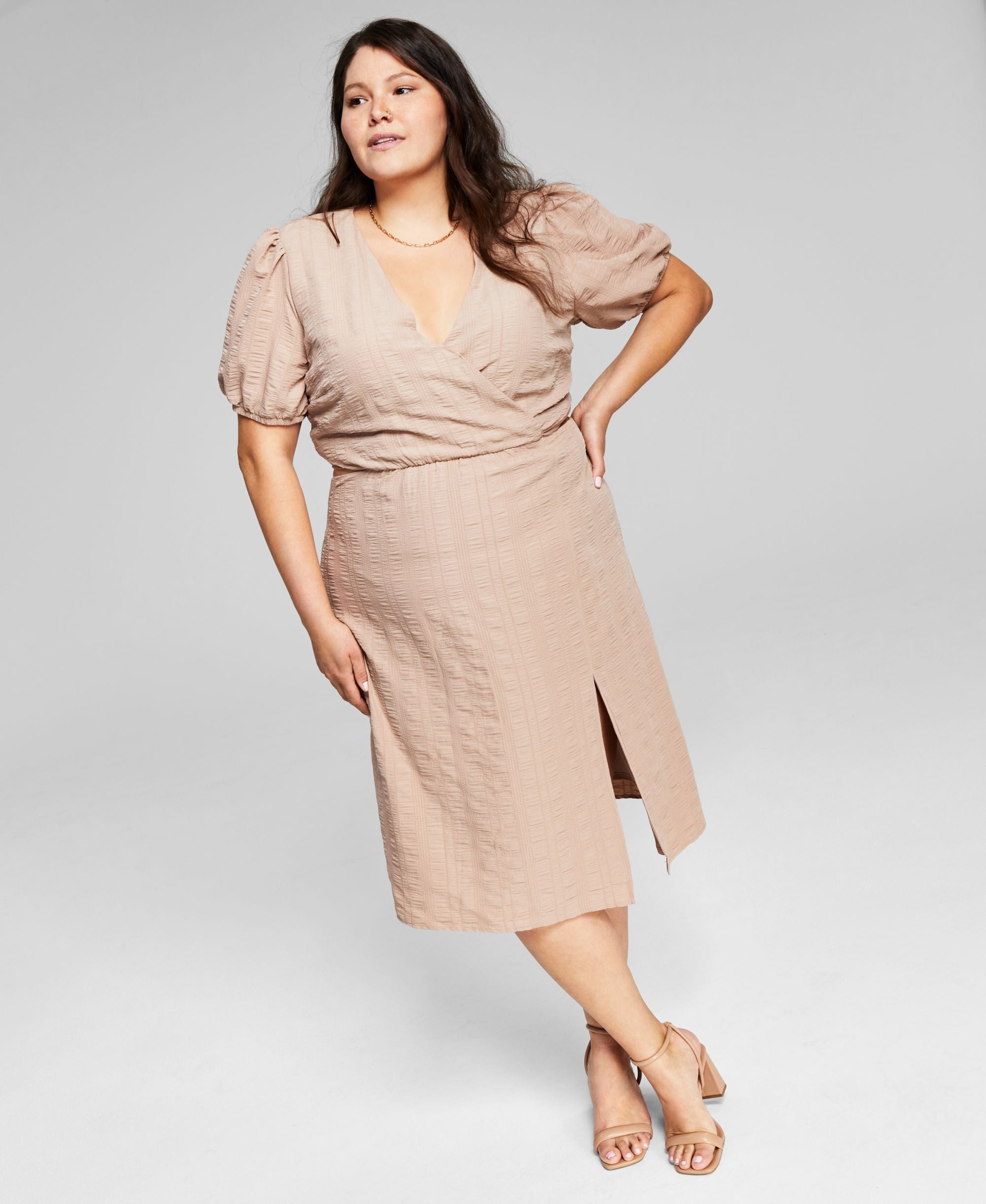 Now This Modern Plus Size Textured Side Cutout Dress