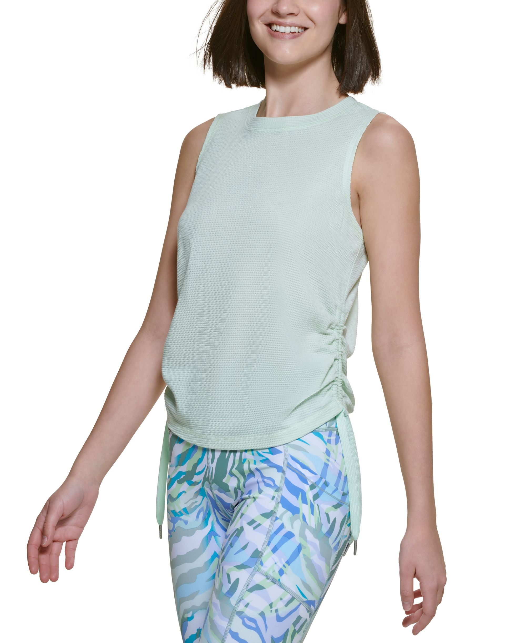 Calvin Klein Performance Womens Ruched Side Tie Tank Premium Top