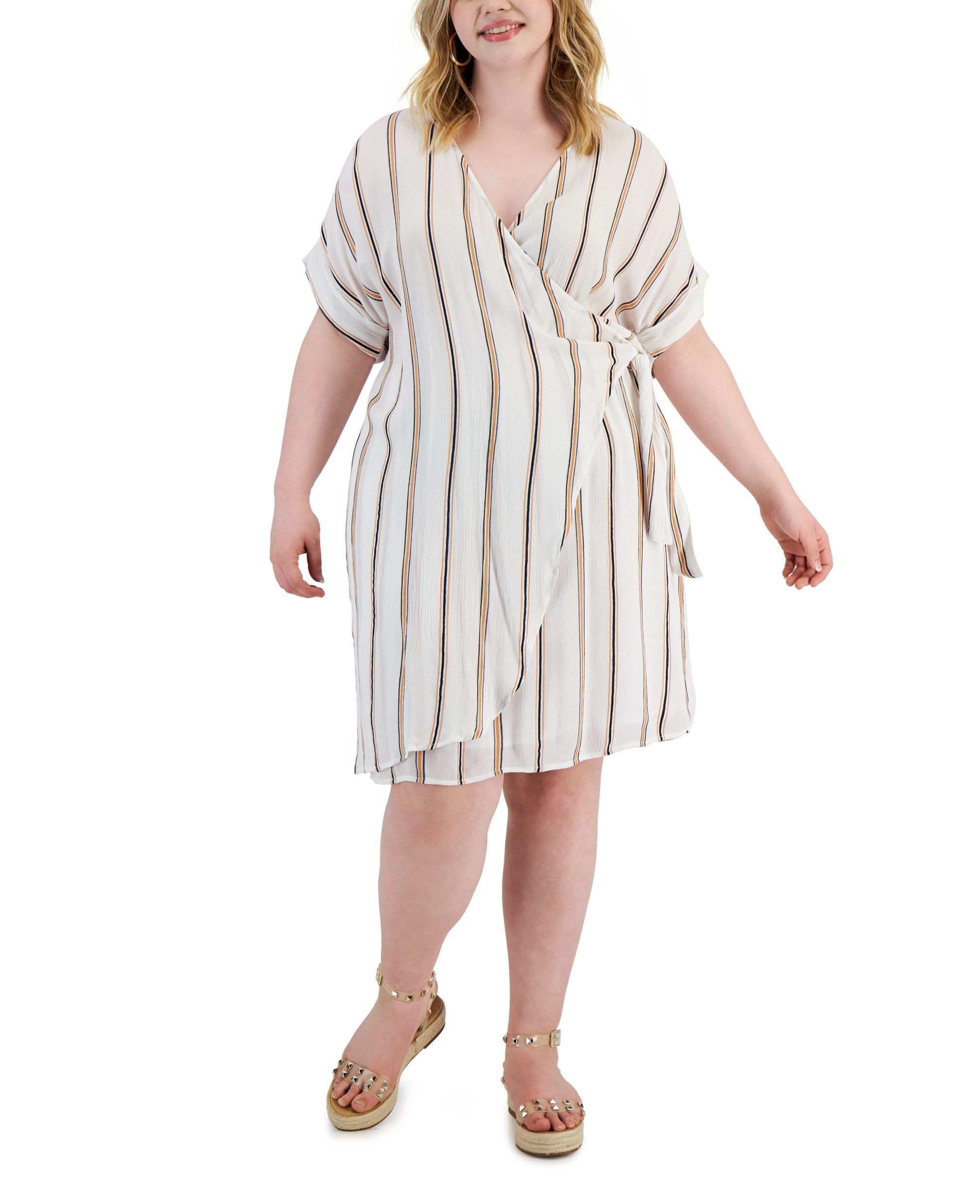 Jessica Simpson Modern Plus Size Rayne Striped Wrap Dress
