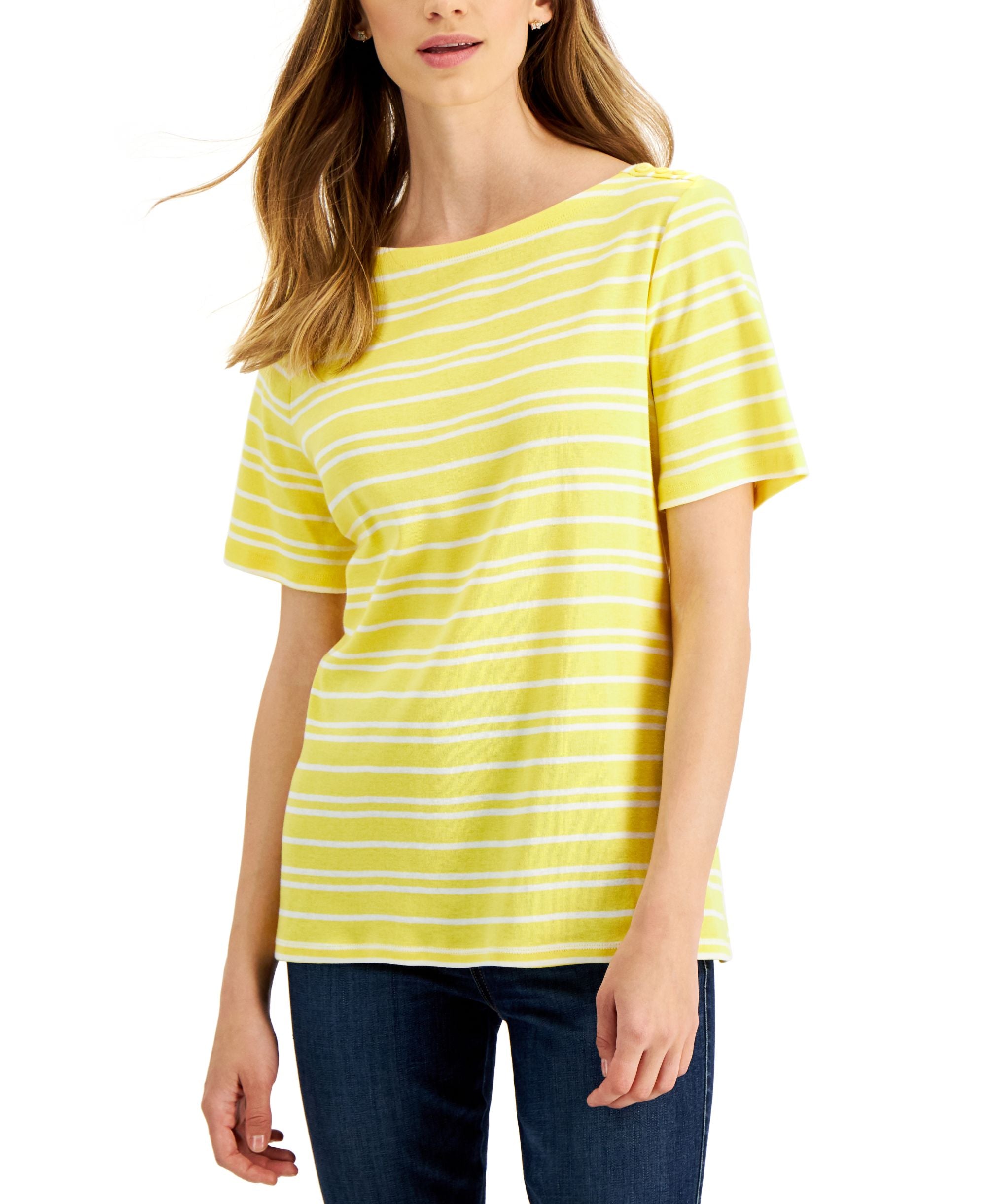 Charter Club Womens Cotton Striped Premium Top