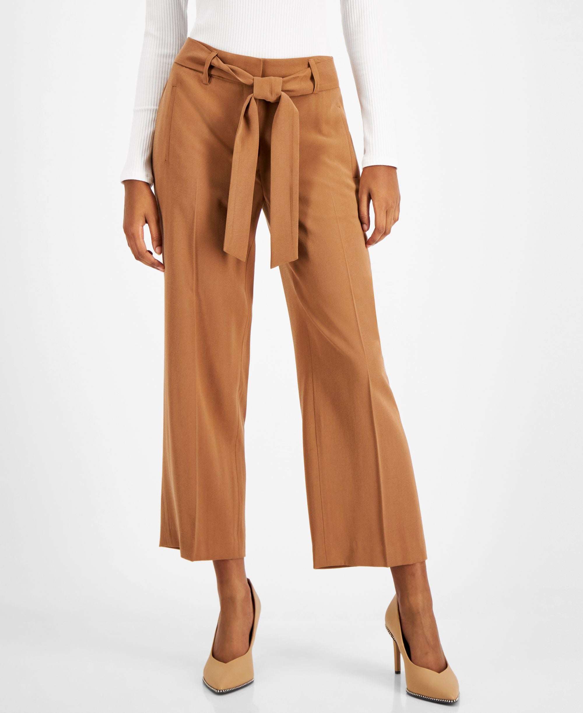 Bar III Womens Tie Front Cropped Culotte Signature Pants