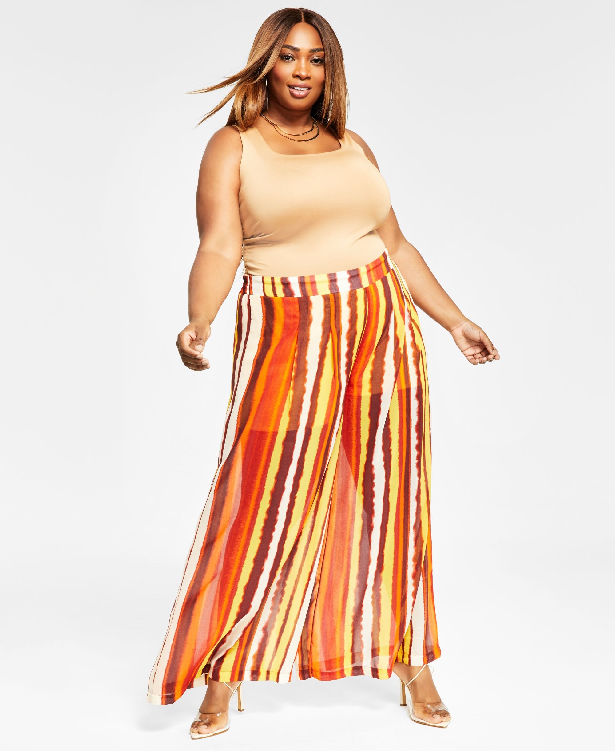 Nina Parker Modern Plus Size Comfort-Waist Chiffon Signature Pants