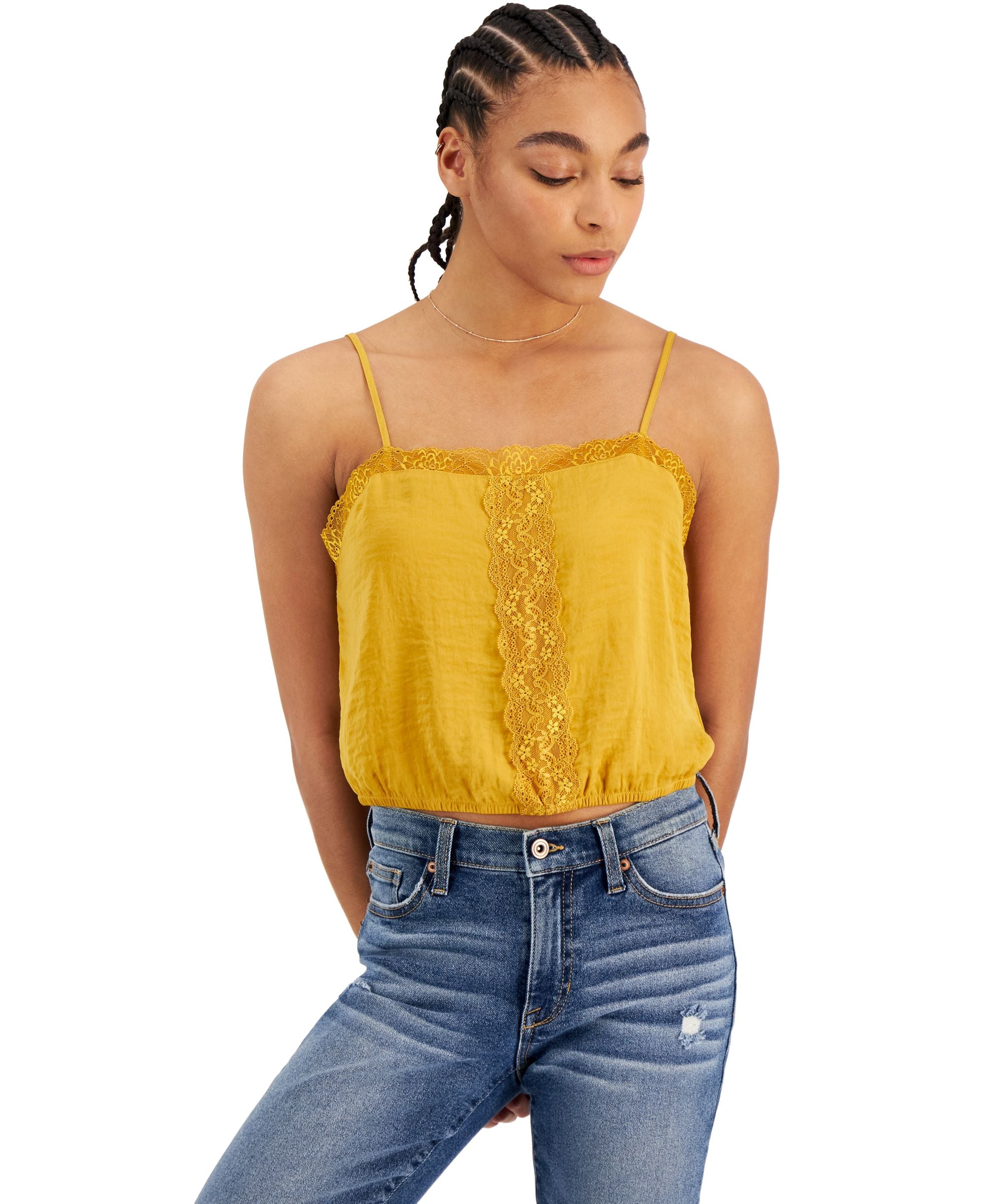Juniors' Lace-Trim Tank Premium Top