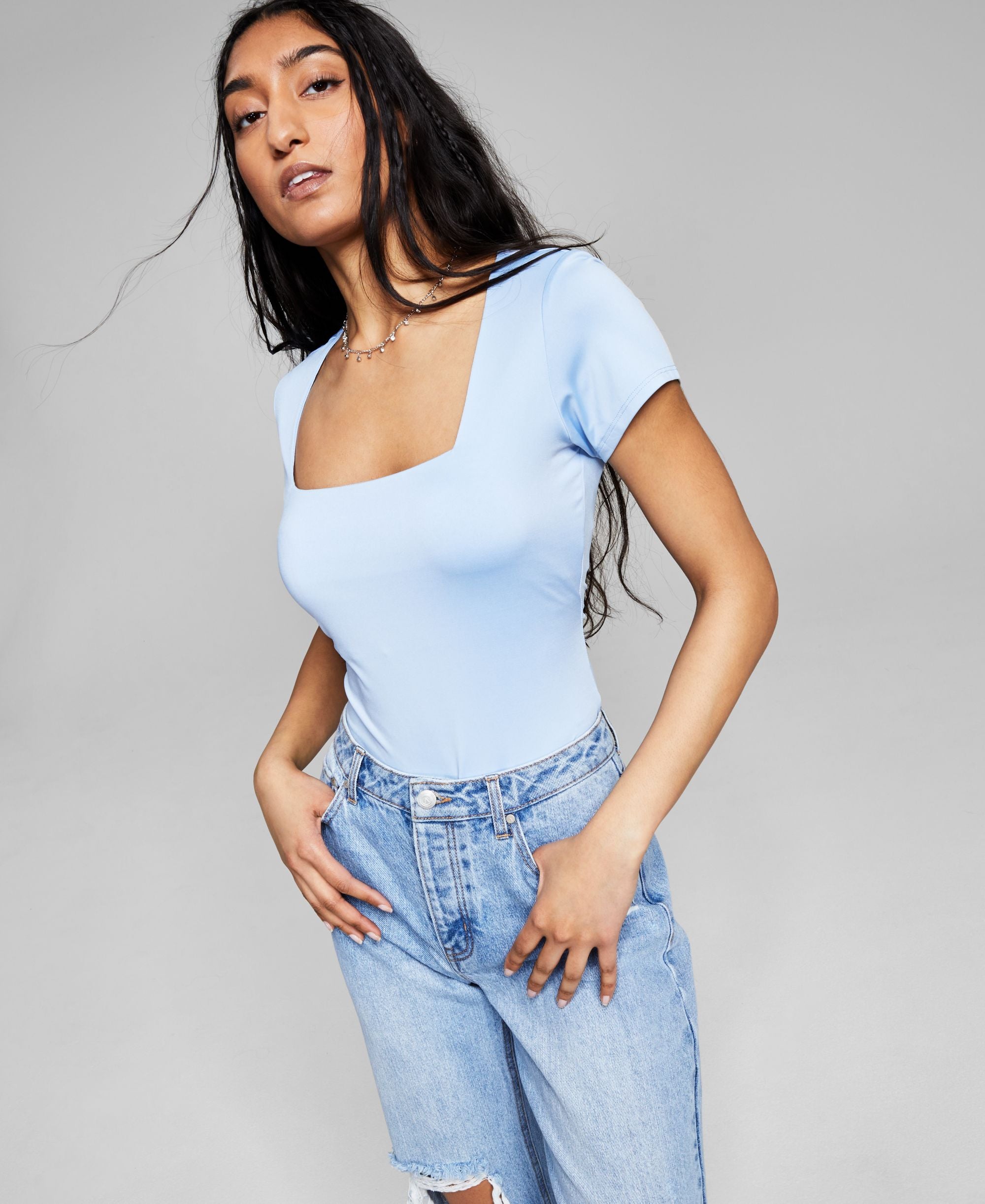 Now This Modern Plus Size Square Neck Bodysuit