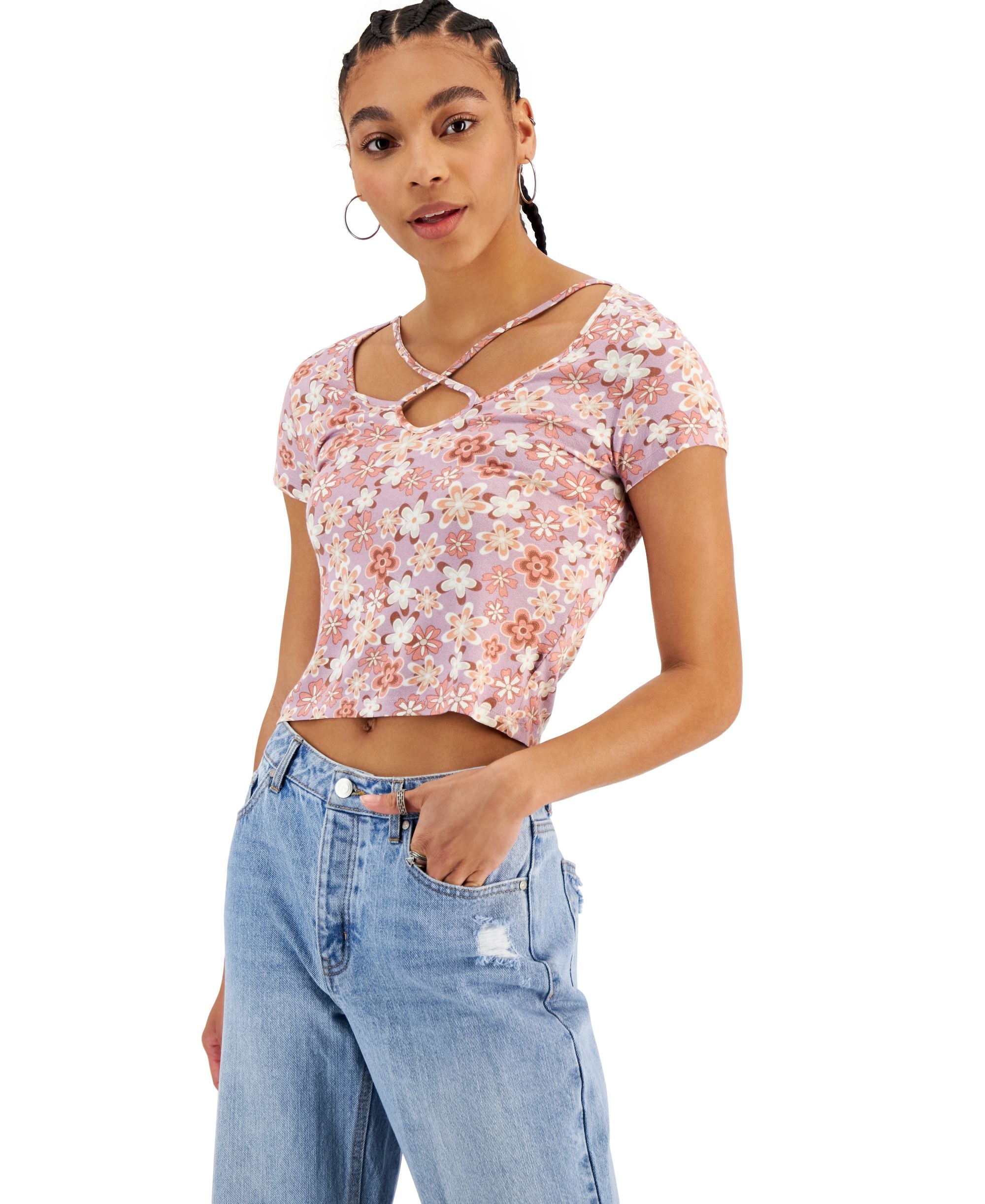 Juniors' Criss-Cross T-Modern Shirt
