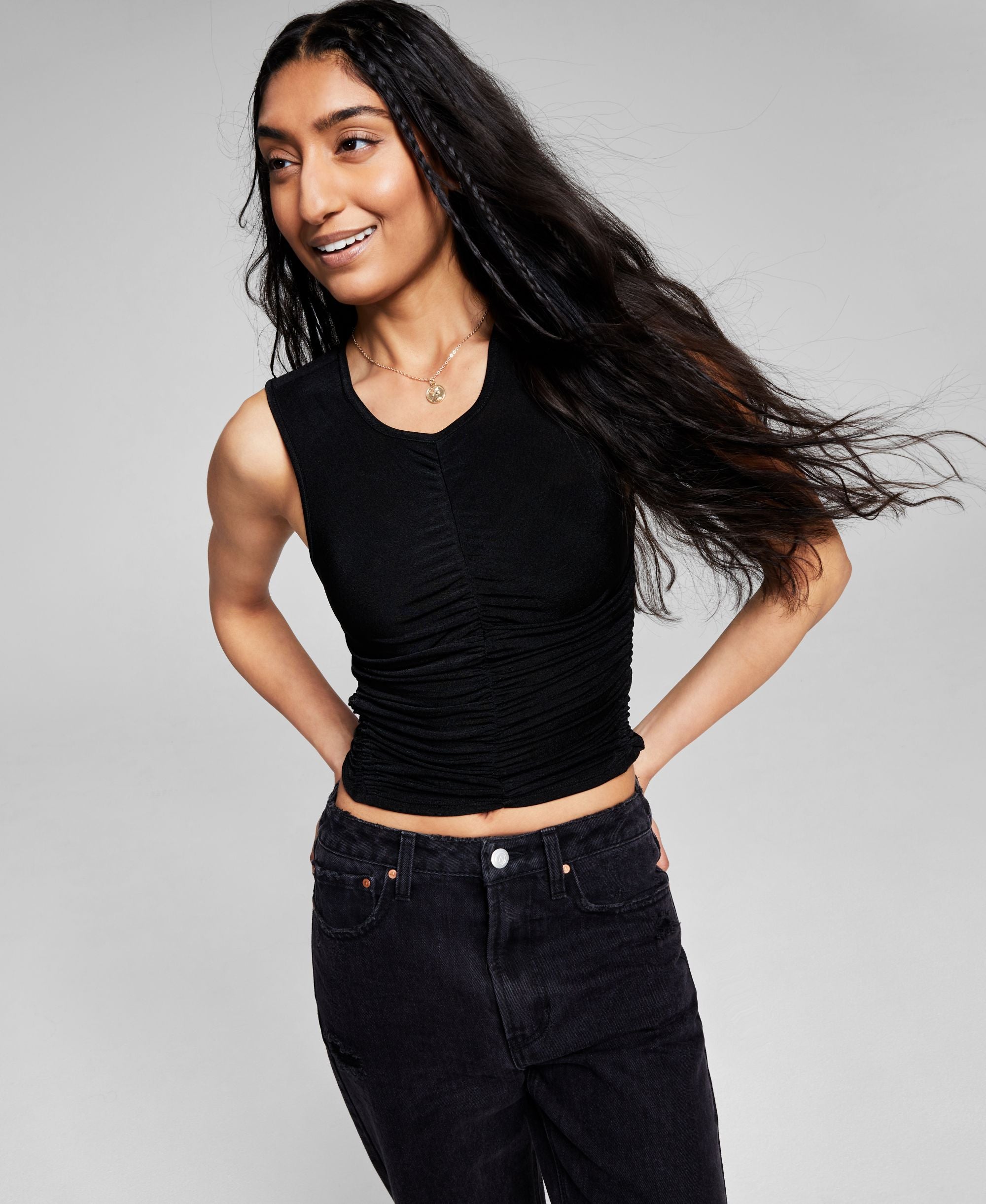 Now This Womens Ruched Tank Premium Top