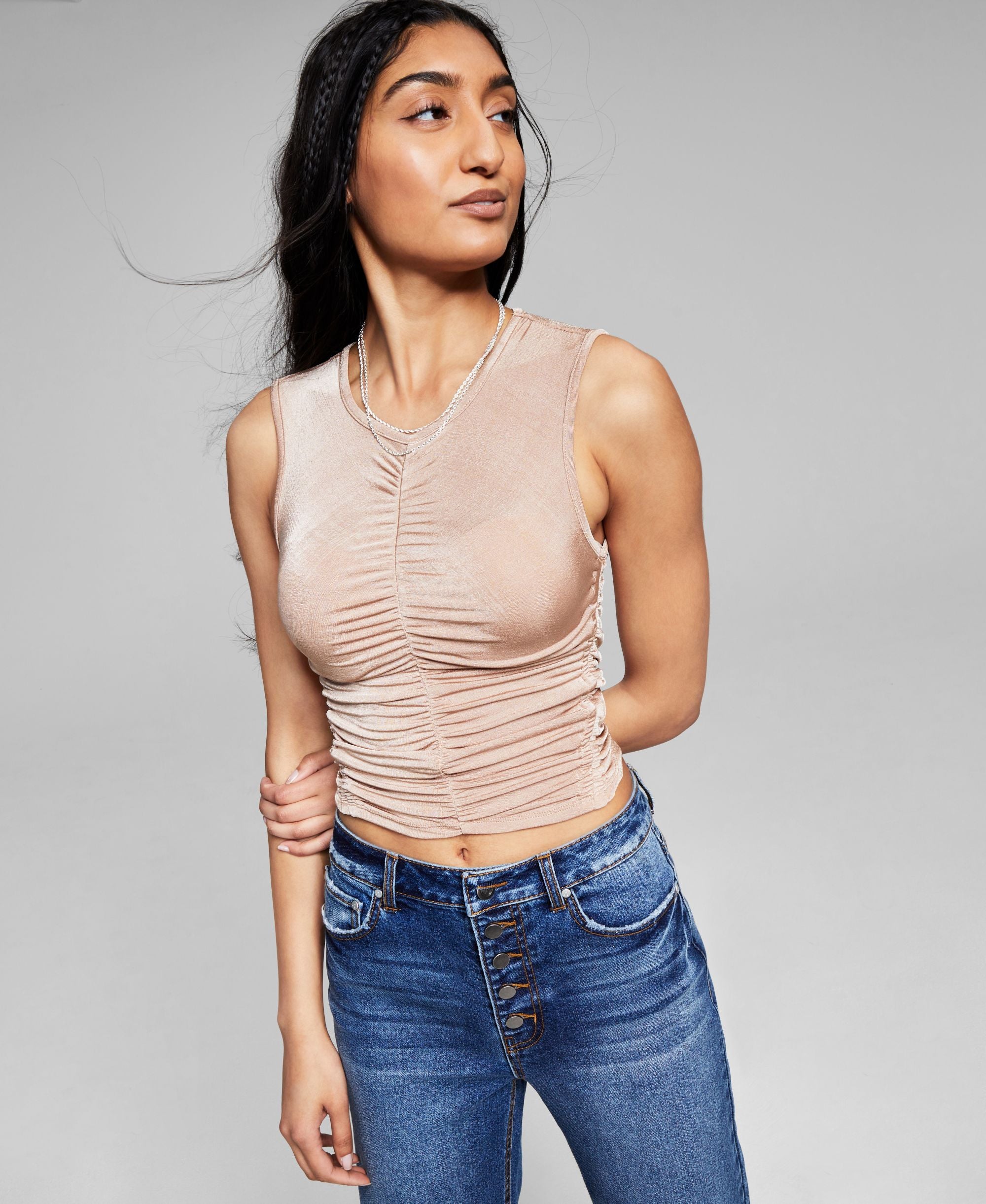 Now This Womens Ruched Tank Premium Top