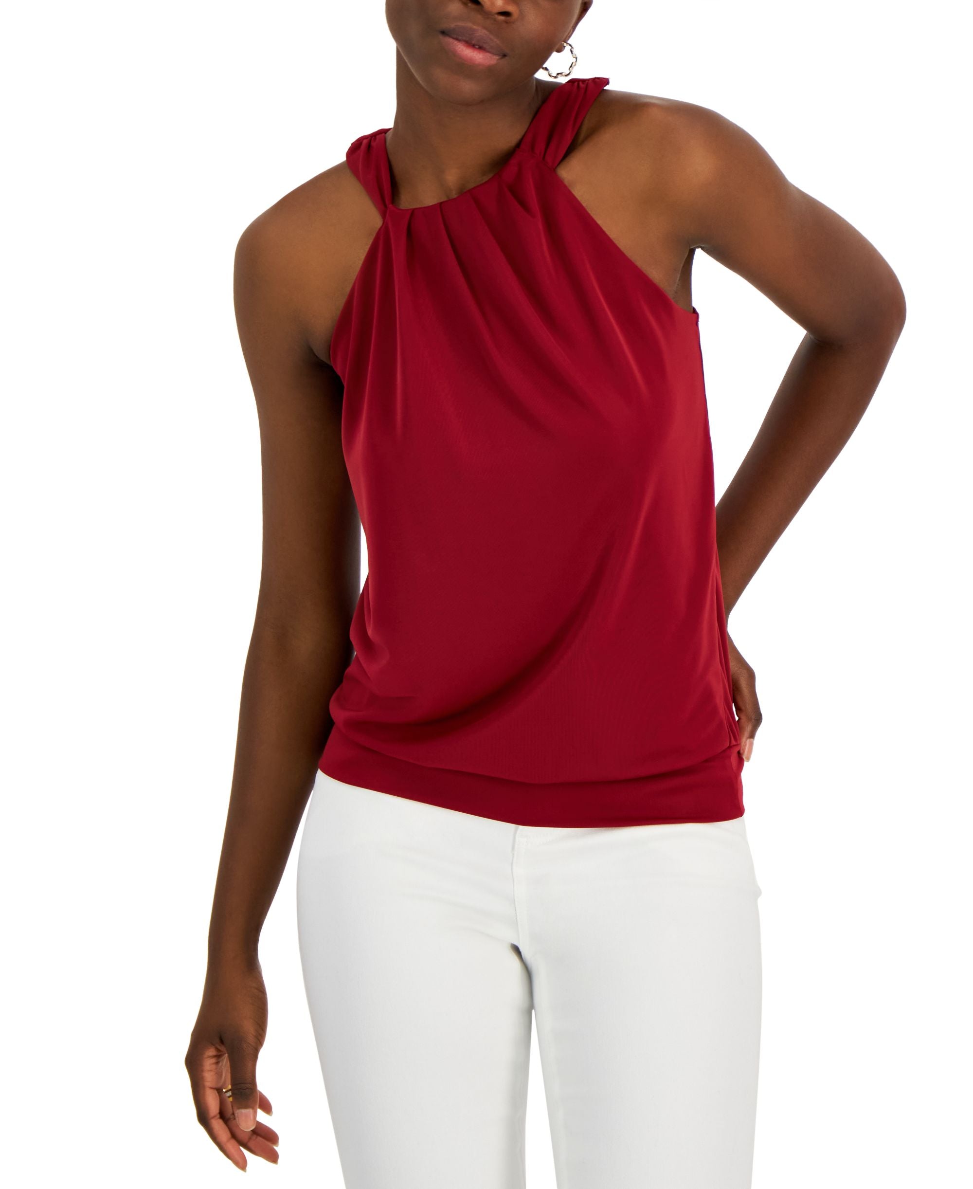 INC International Concepts Womens Gathered Halter Premium Top