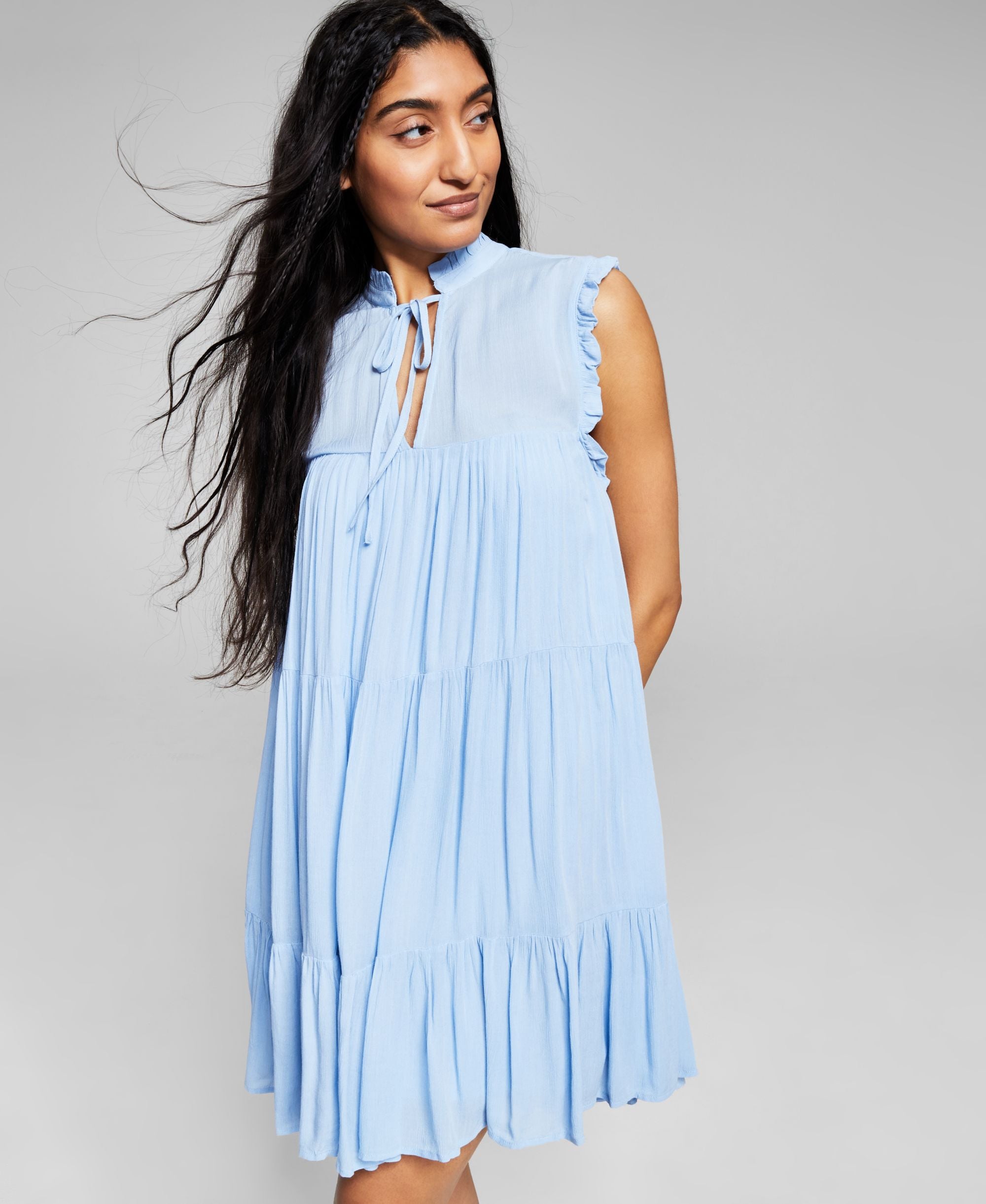 Now This Womens Sleeveless Tiered Flounce Dress