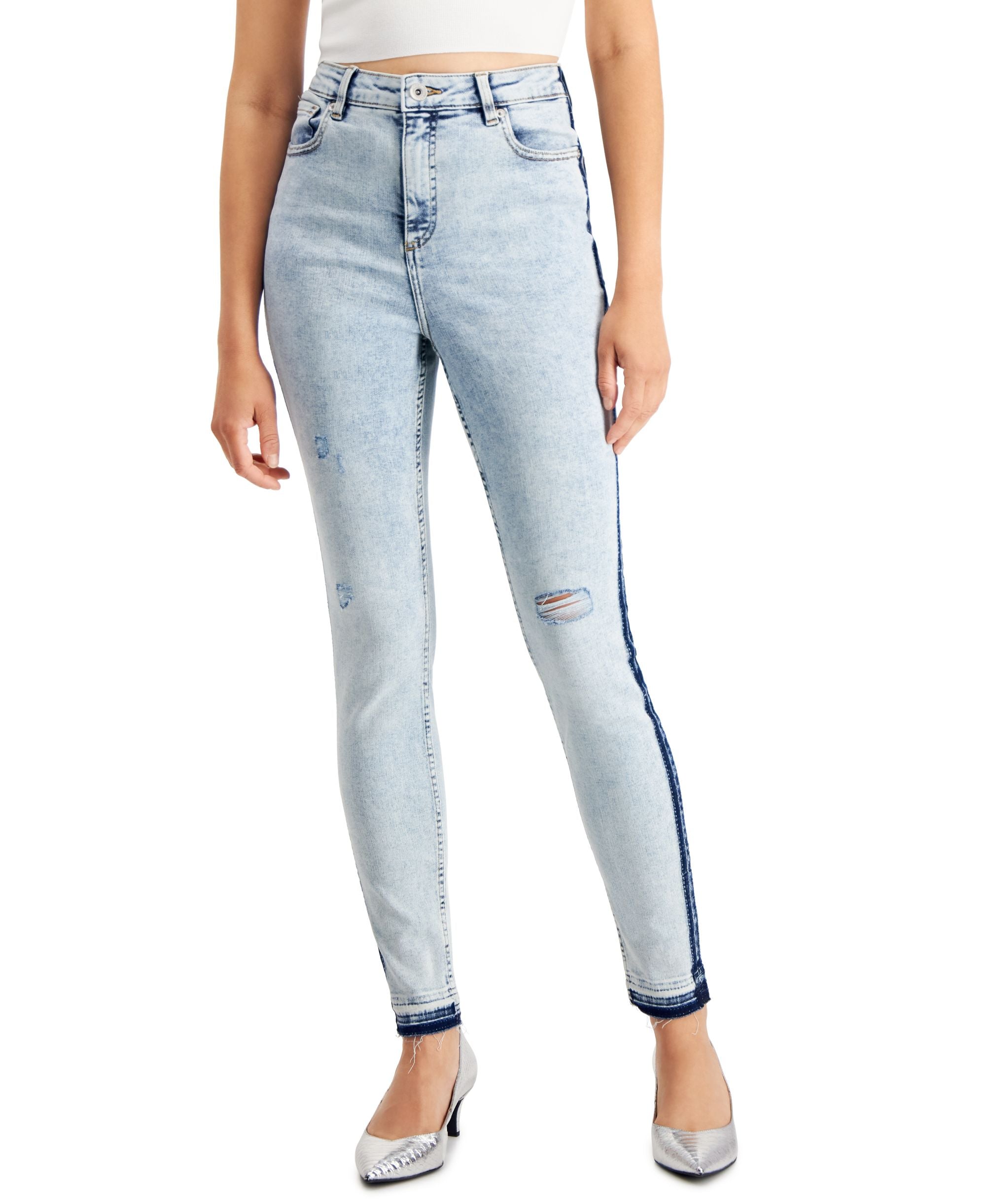 INC International Concepts Womens High Rise Ripped Skinny-Fit Premium Jeans