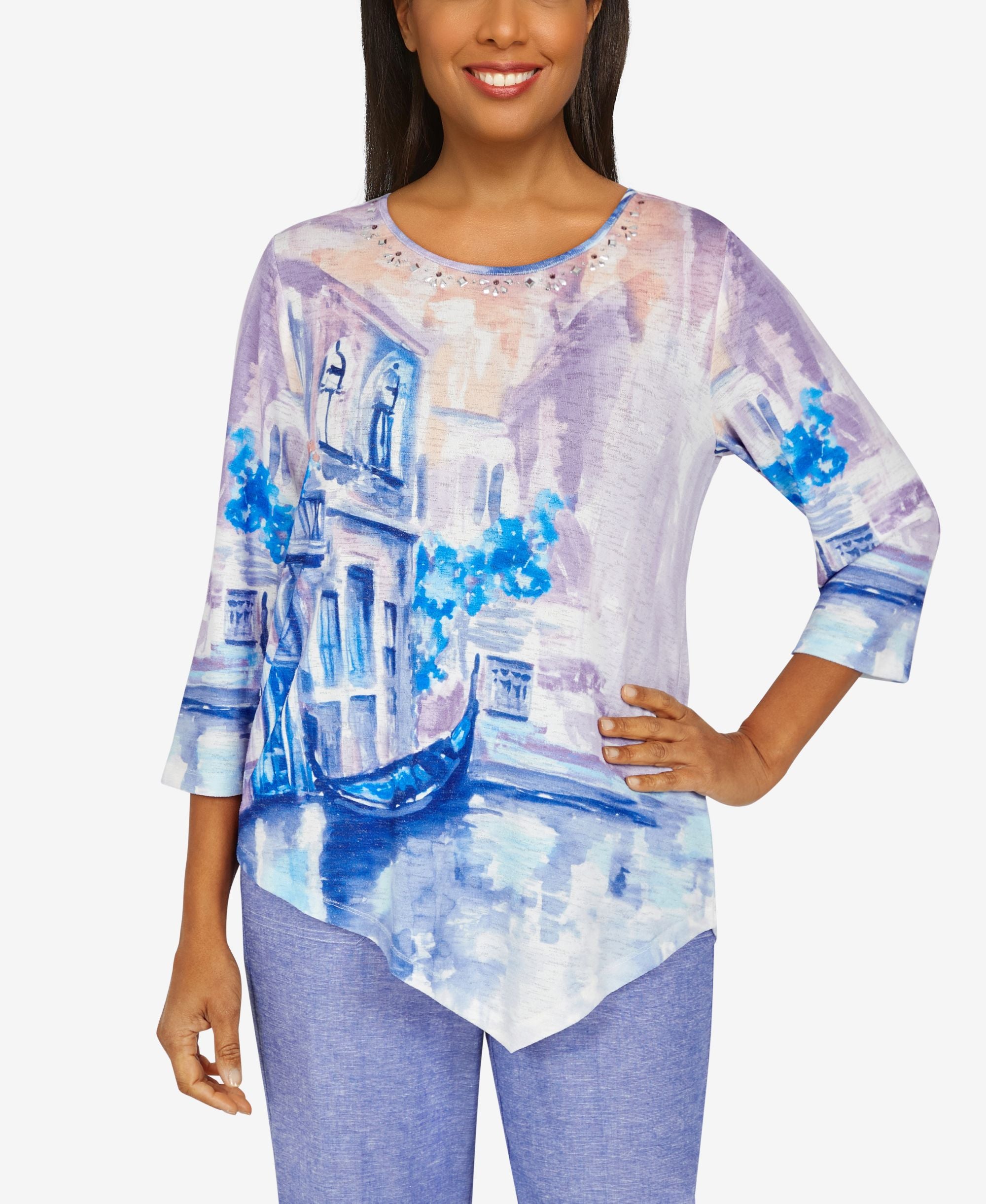 Petite Size Ann Arbor Italian Scenic Asymmetrical Premium Top