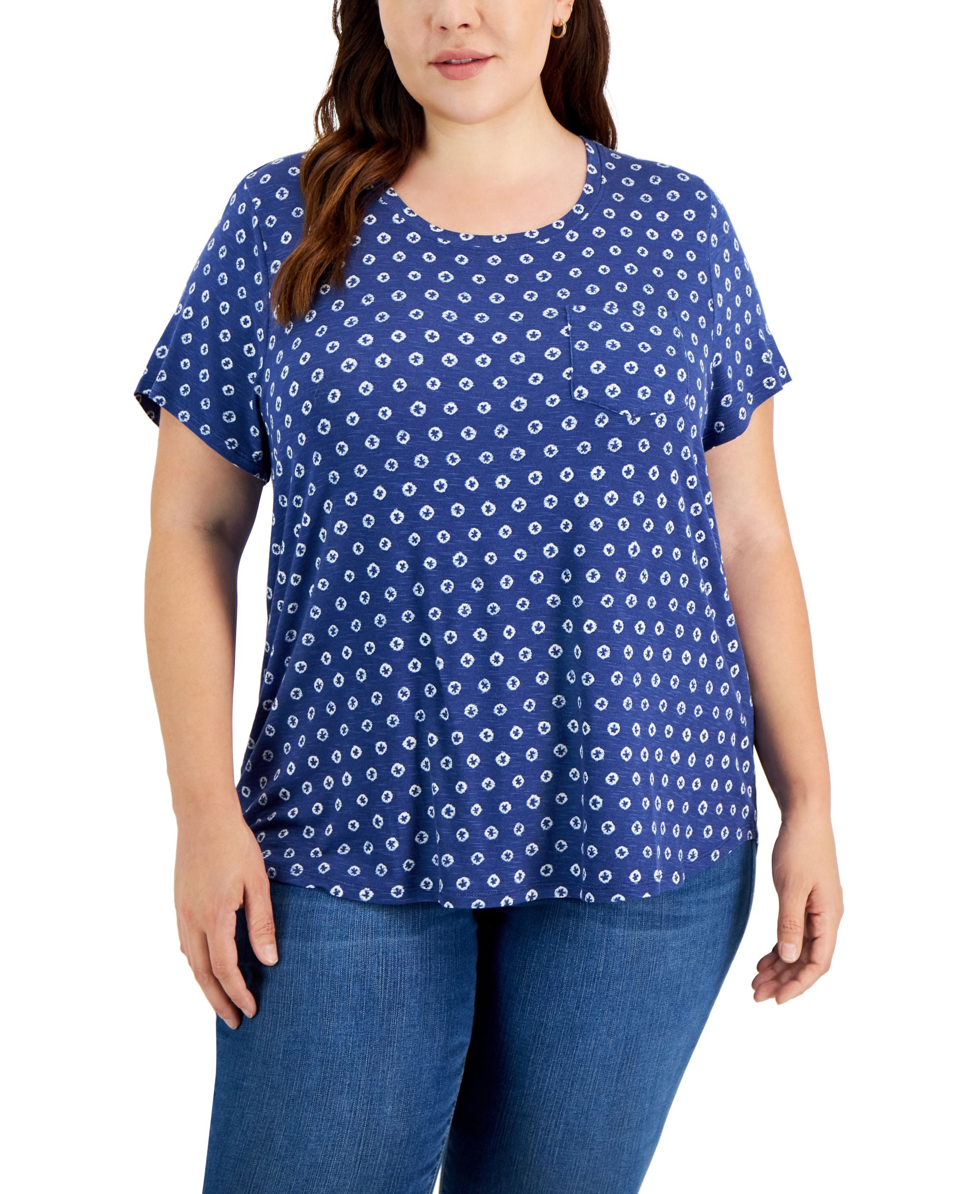 Style & Co Plus Size Drapey One Pocket T-Modern Shirt