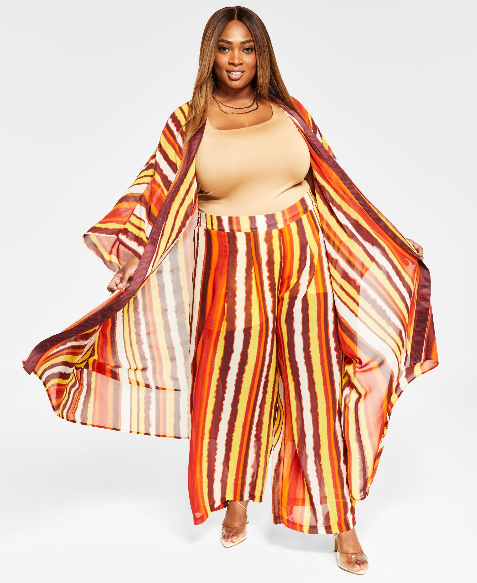 Nina Parker Modern Plus Size Printed Chiffon Duster