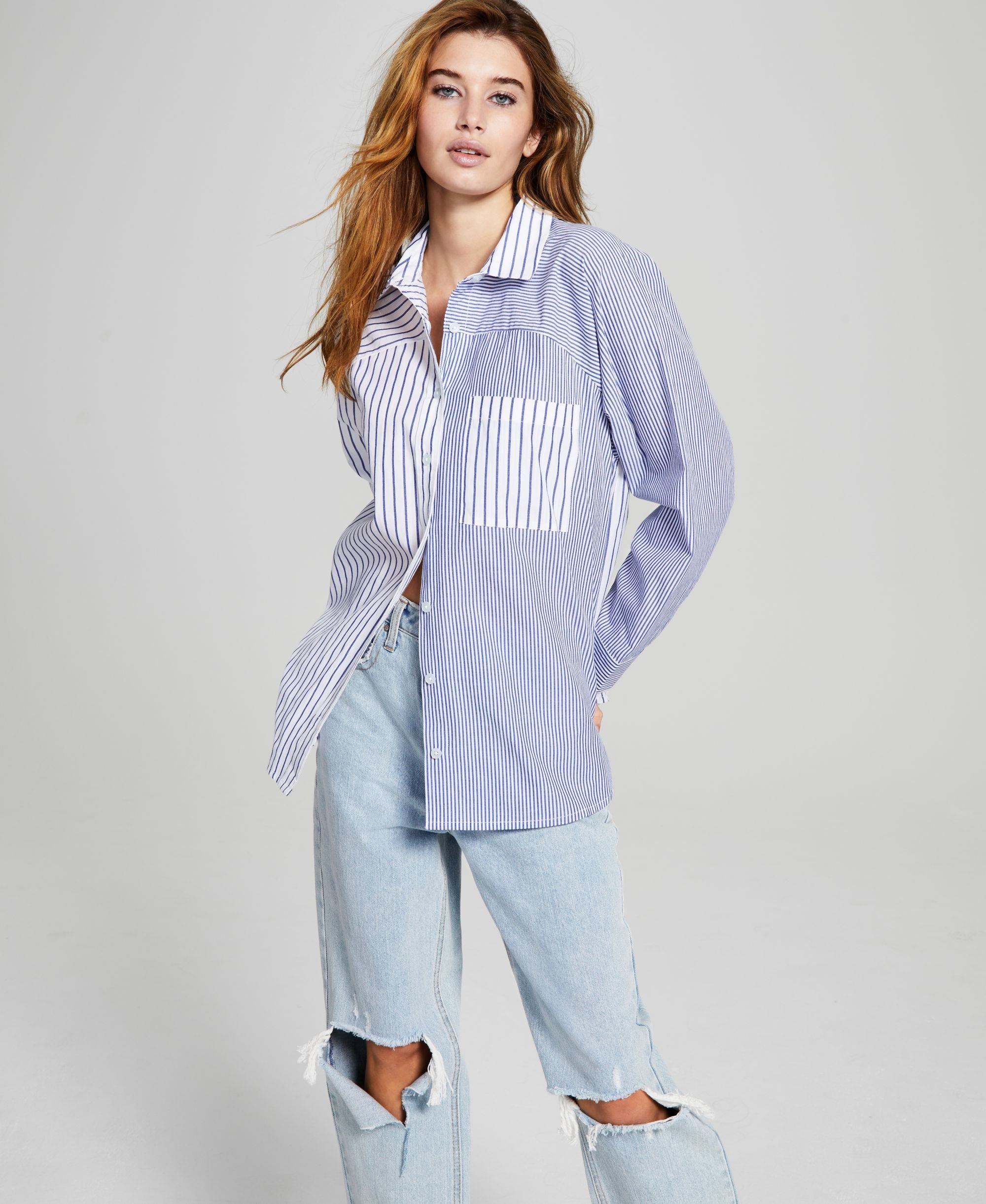 Now This Womens Cotton Striped Modern Shirt