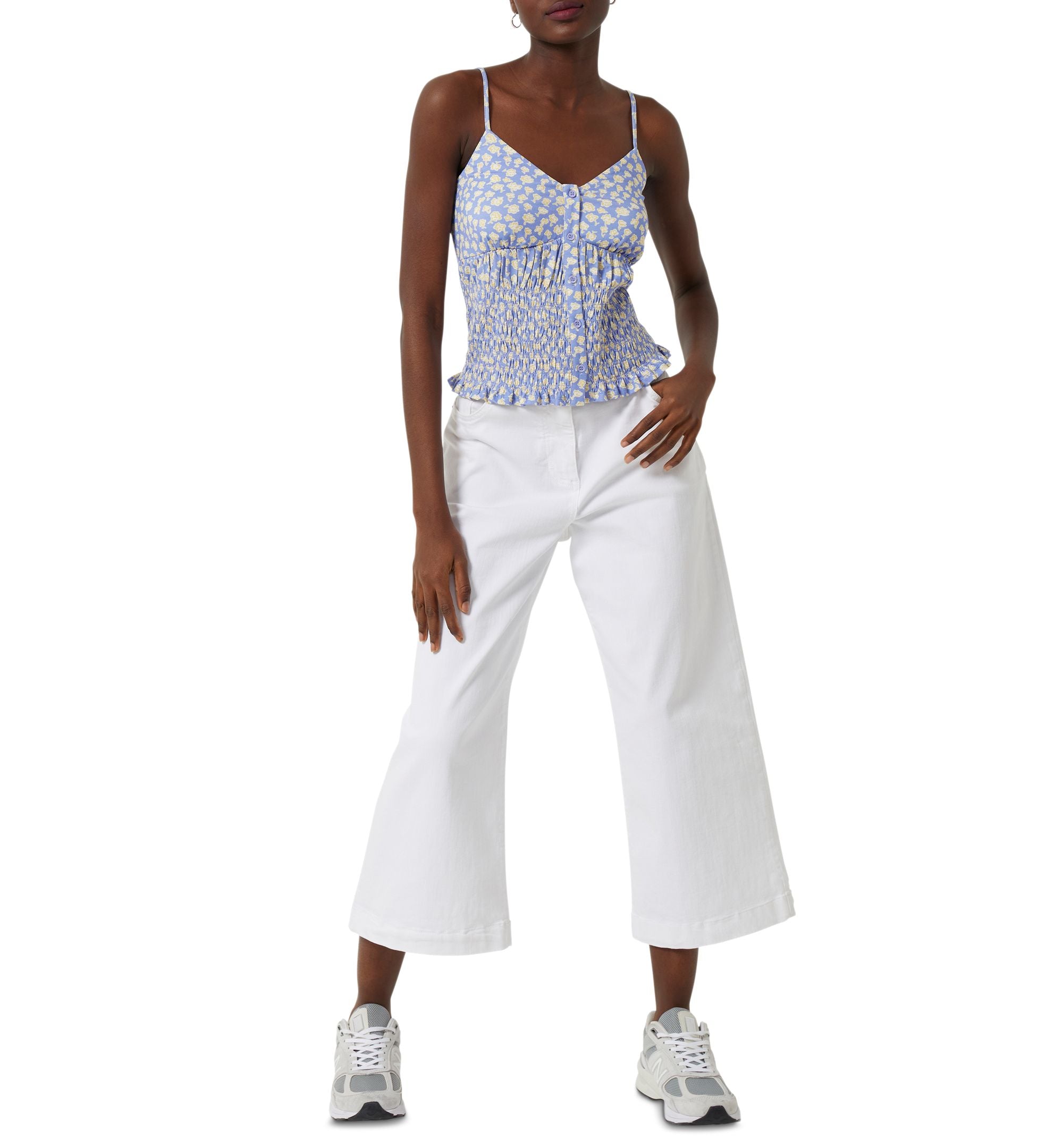 French Connection Womens Peony Doria Smocked Premium Top
