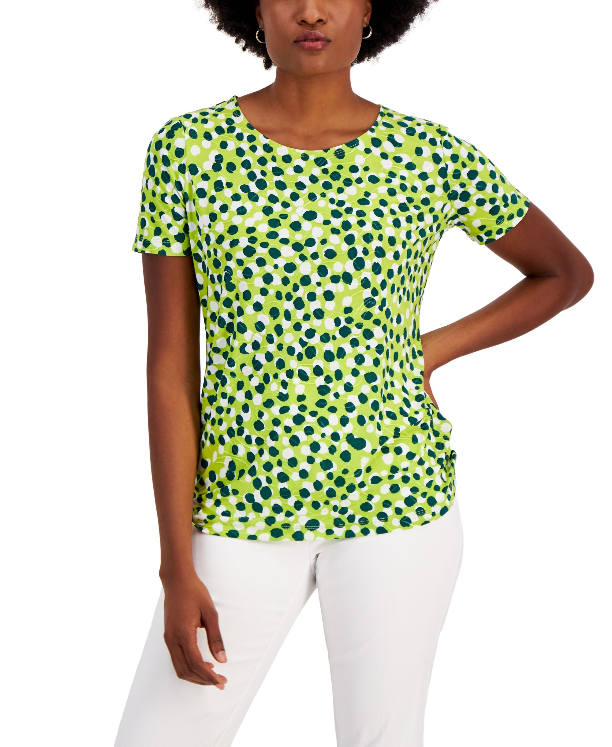 JM Collection Petite Spotted Jacquard Premium Top