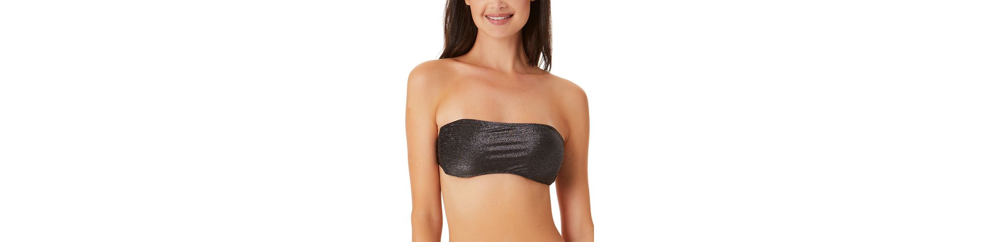 Salt + Cove Juniors' Metallic Shine Bandeau Bikini Premium Top