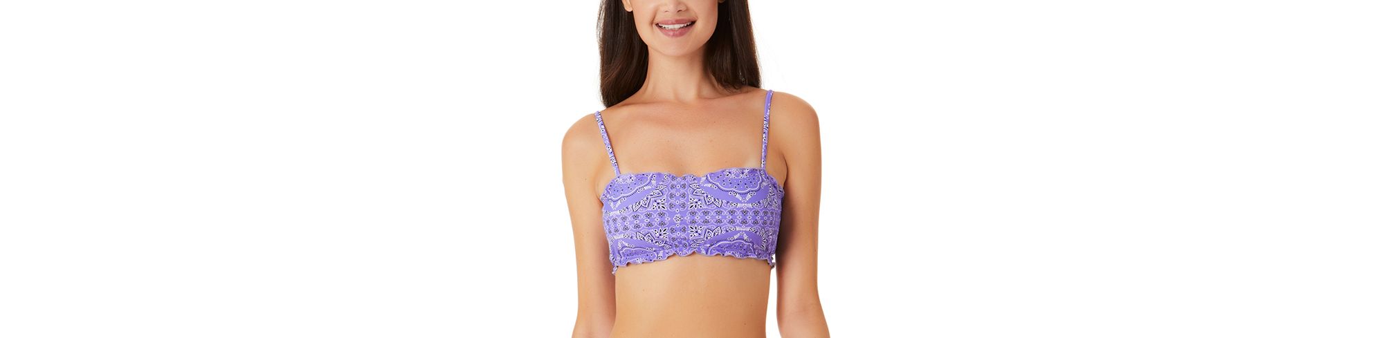 Juniors' Flowery Flow Bandeau Bikini Premium Top