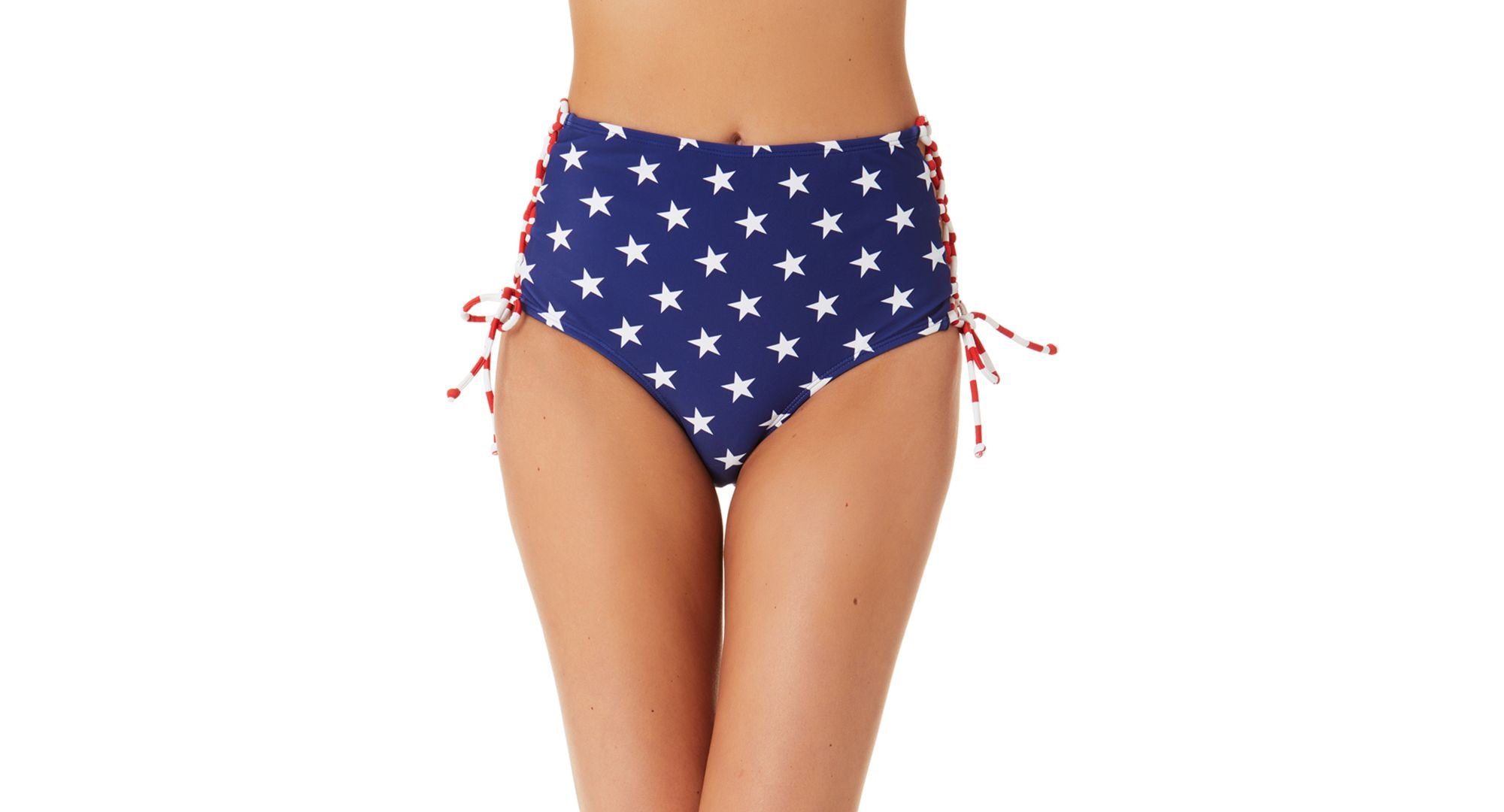 Juniors' Timeless Stars And Stripes Side-Lace-Up High-Waist Bottoms